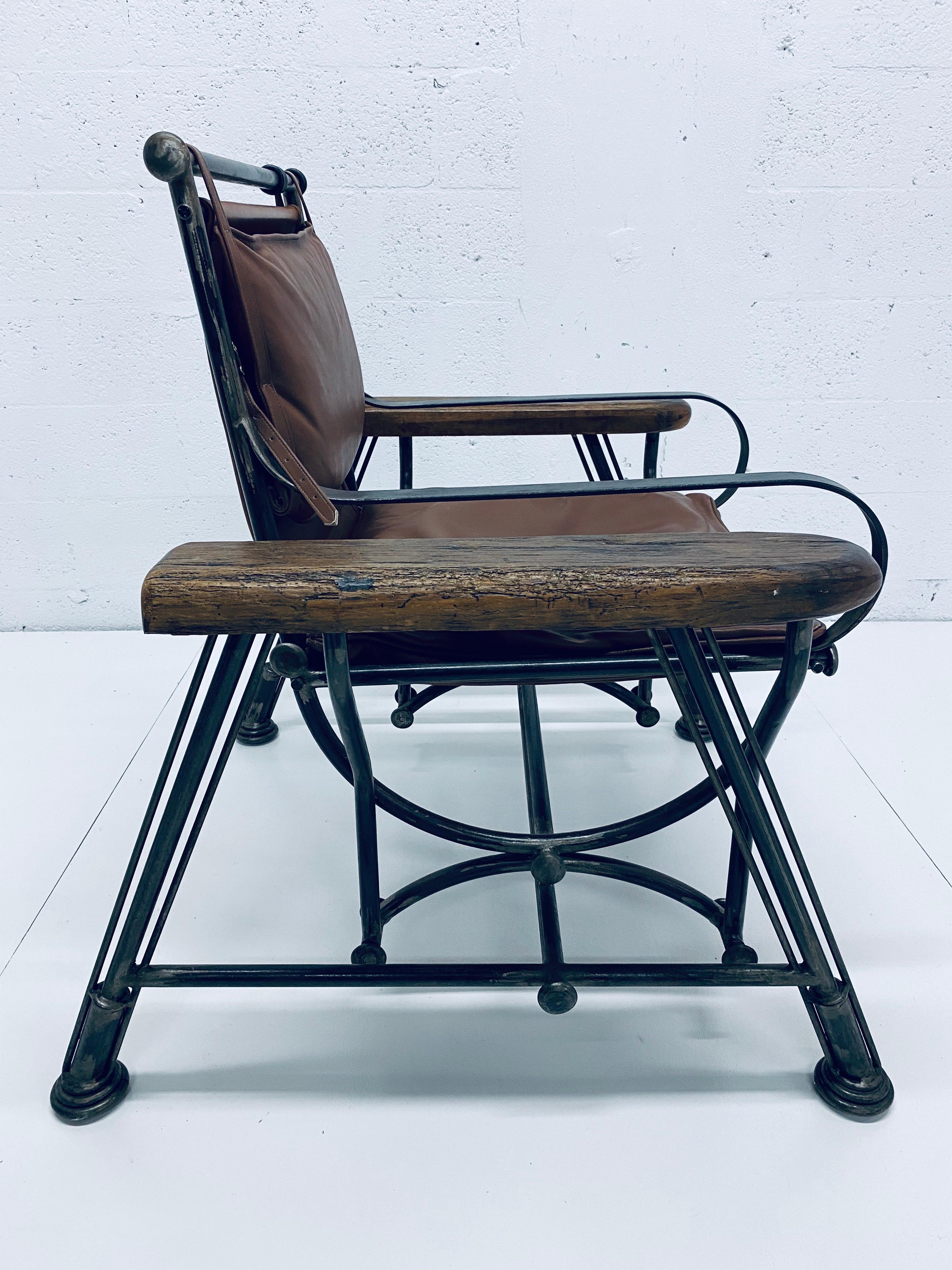 Late 20th Century Ilana Goor Brown Leather and Iron Glide Lounge Chair, 1970s