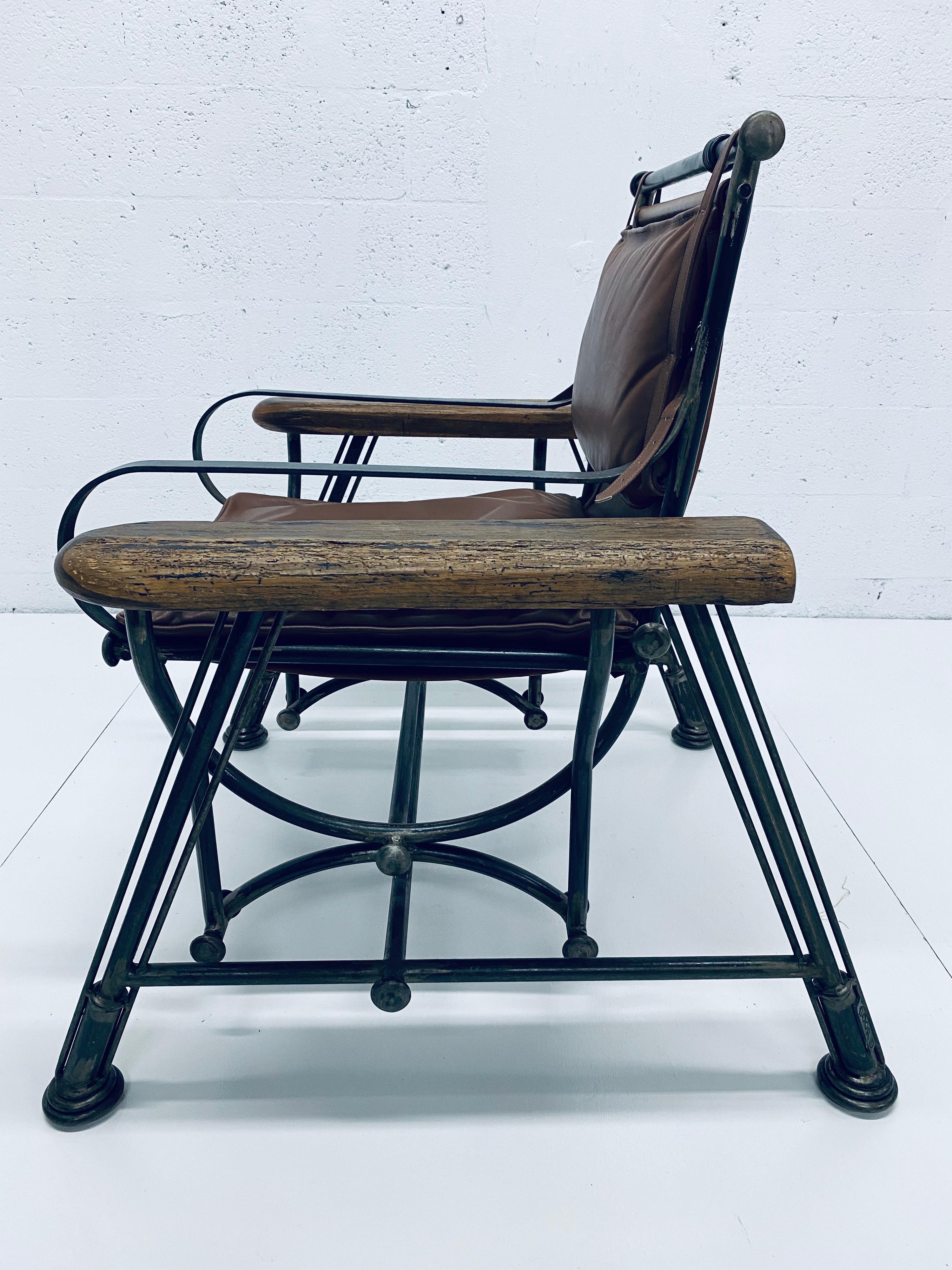 Ilana Goor Brown Leather and Iron Glide Lounge Chair, 1970s 2