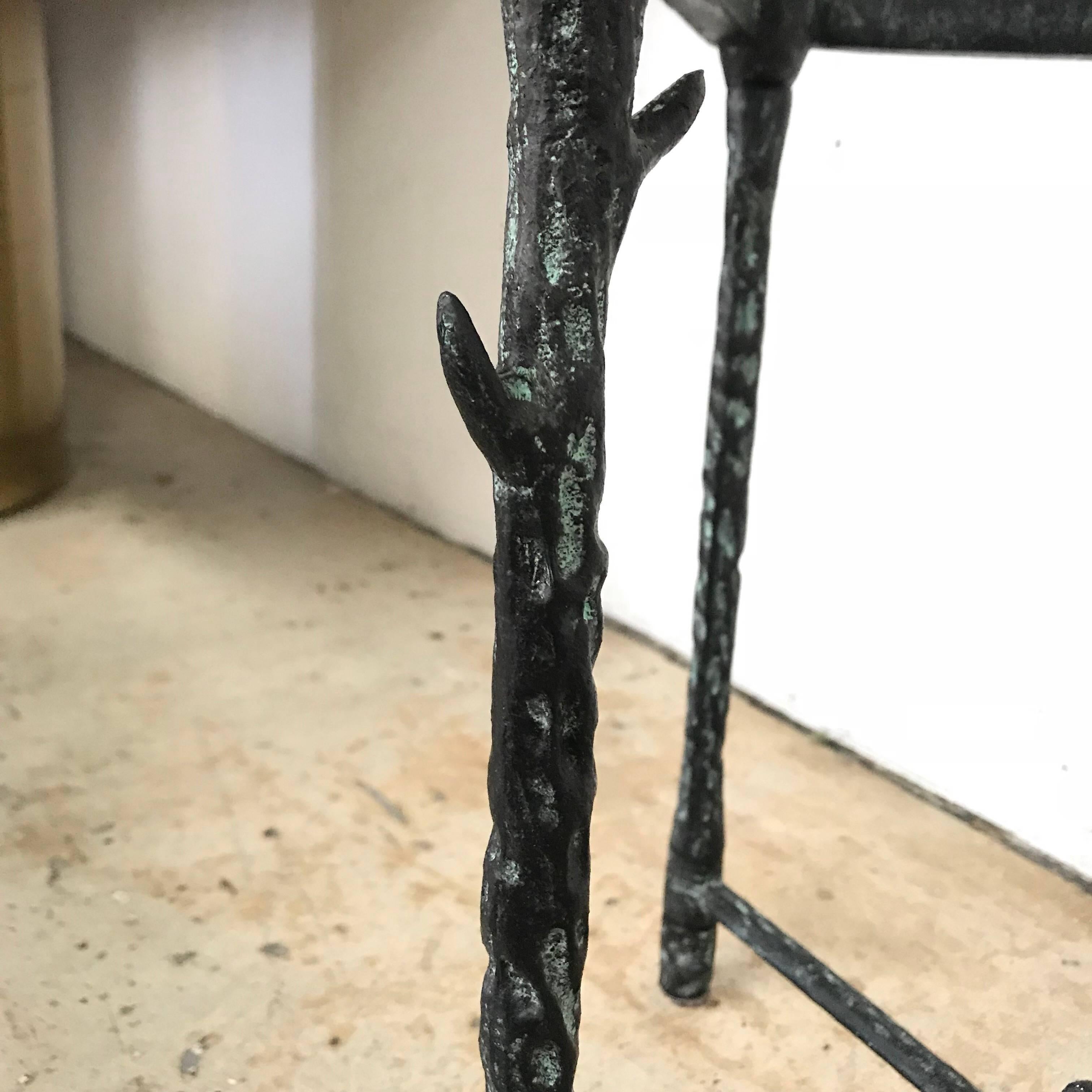 Ilana Goor Brutalist Bronze Side or End Table with Bird and Flower 5