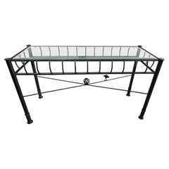 Ilana Goor Forged Iron & Beveled Glass Console Table, Israel/USA, Circa 1980s