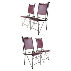 Ilana Goor Handwrought Metal and Leather Dining Chairs