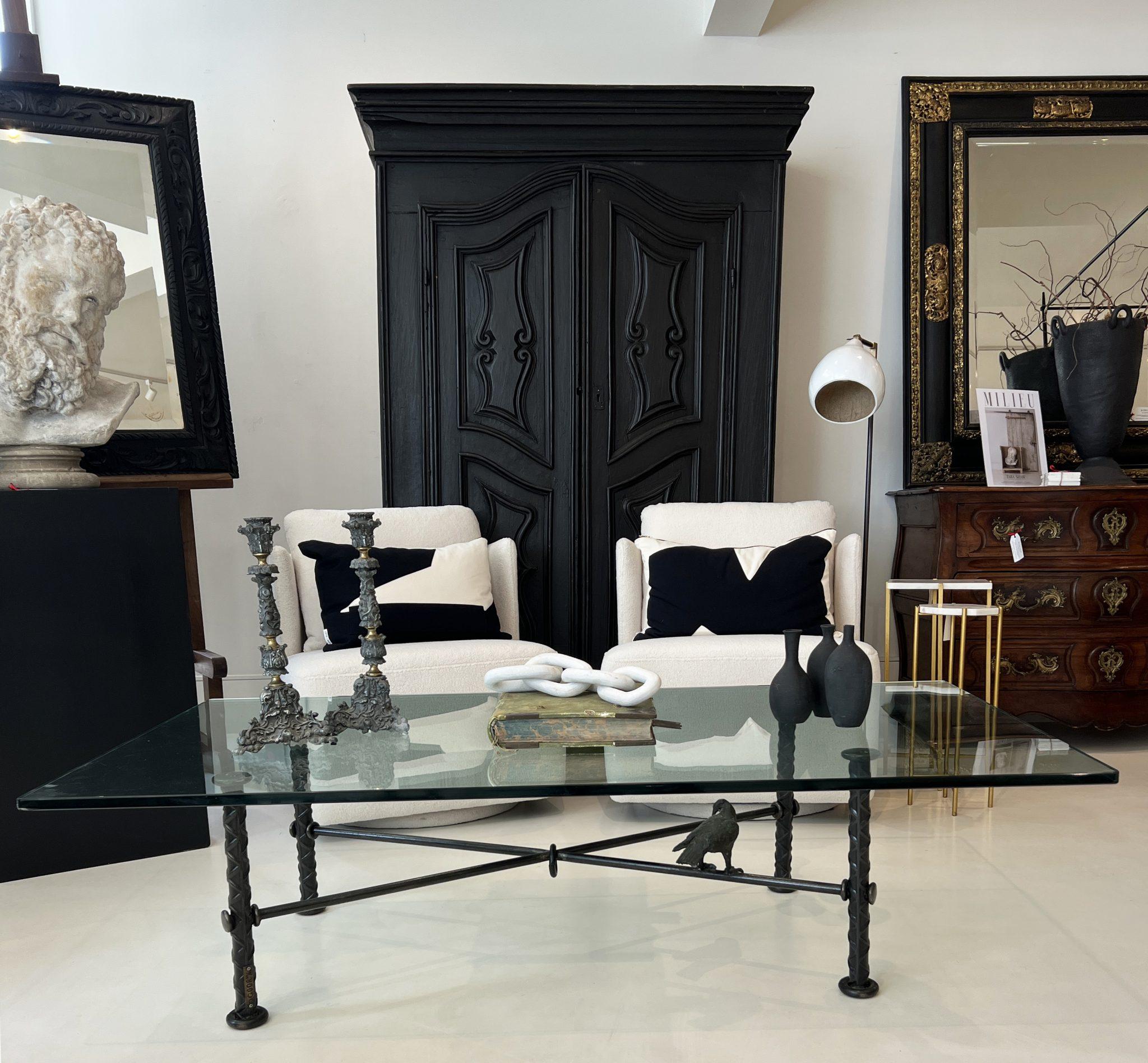 Ilana Goor Couchtisch aus Eisen und Glas im Angebot 4