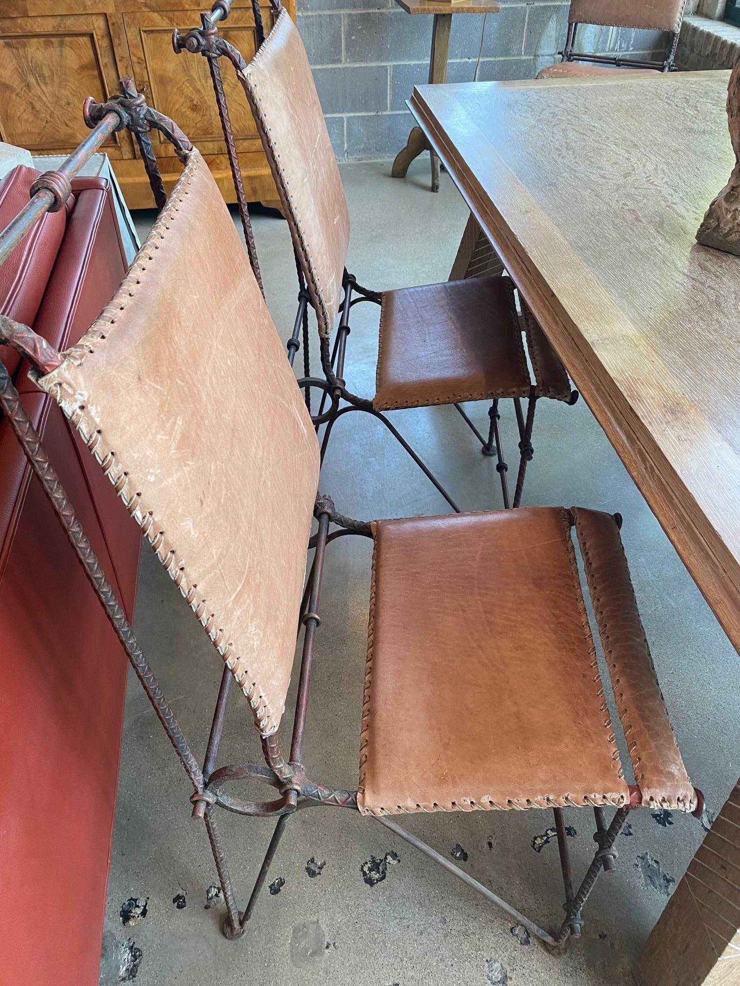 Ilana Goor Iron and Leather Chairs, Set of Four, Israel, 1980's For Sale 4