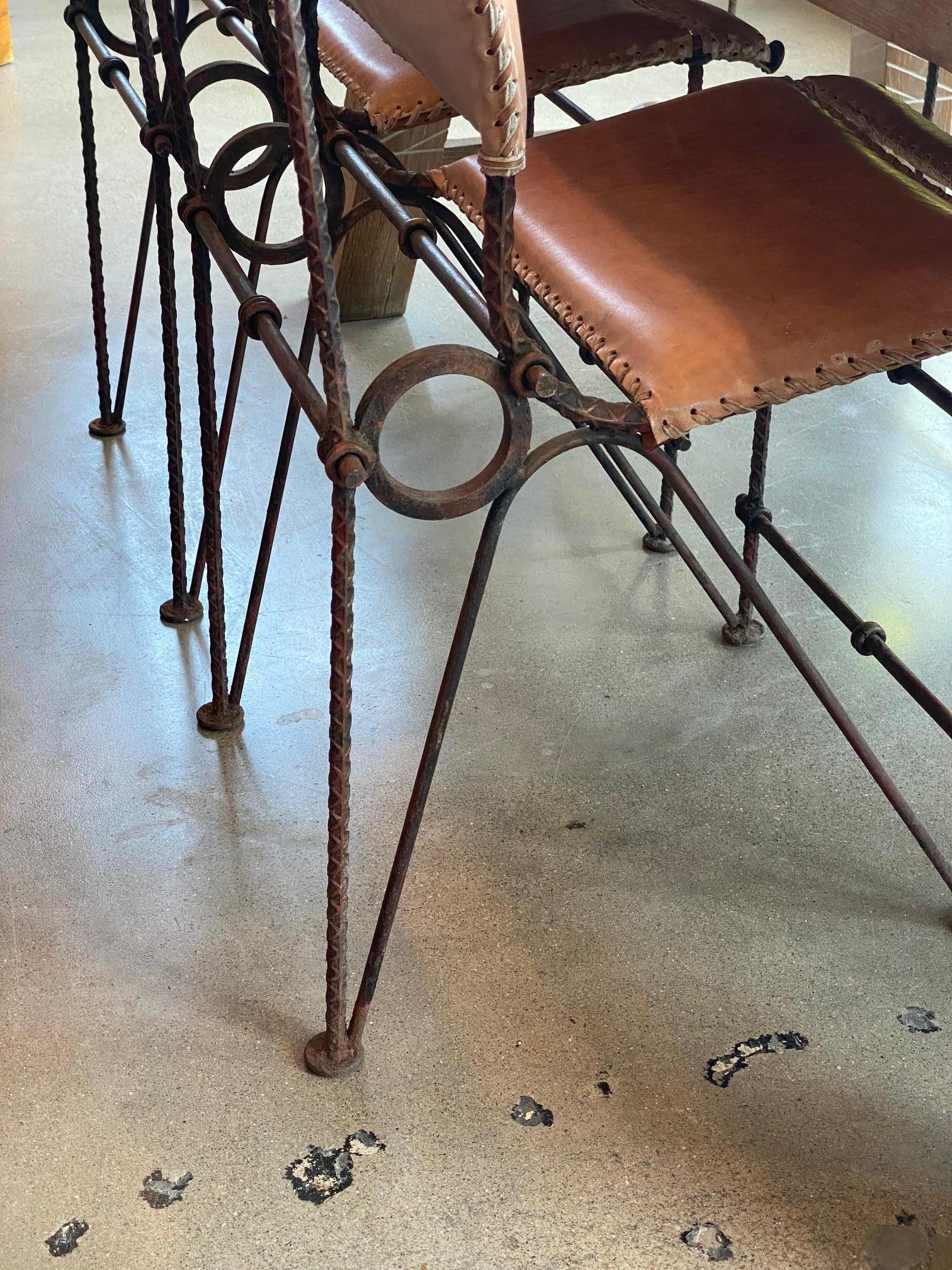 Ilana Goor Iron and Leather Chairs, Set of Four, Israel, 1980's For Sale 6