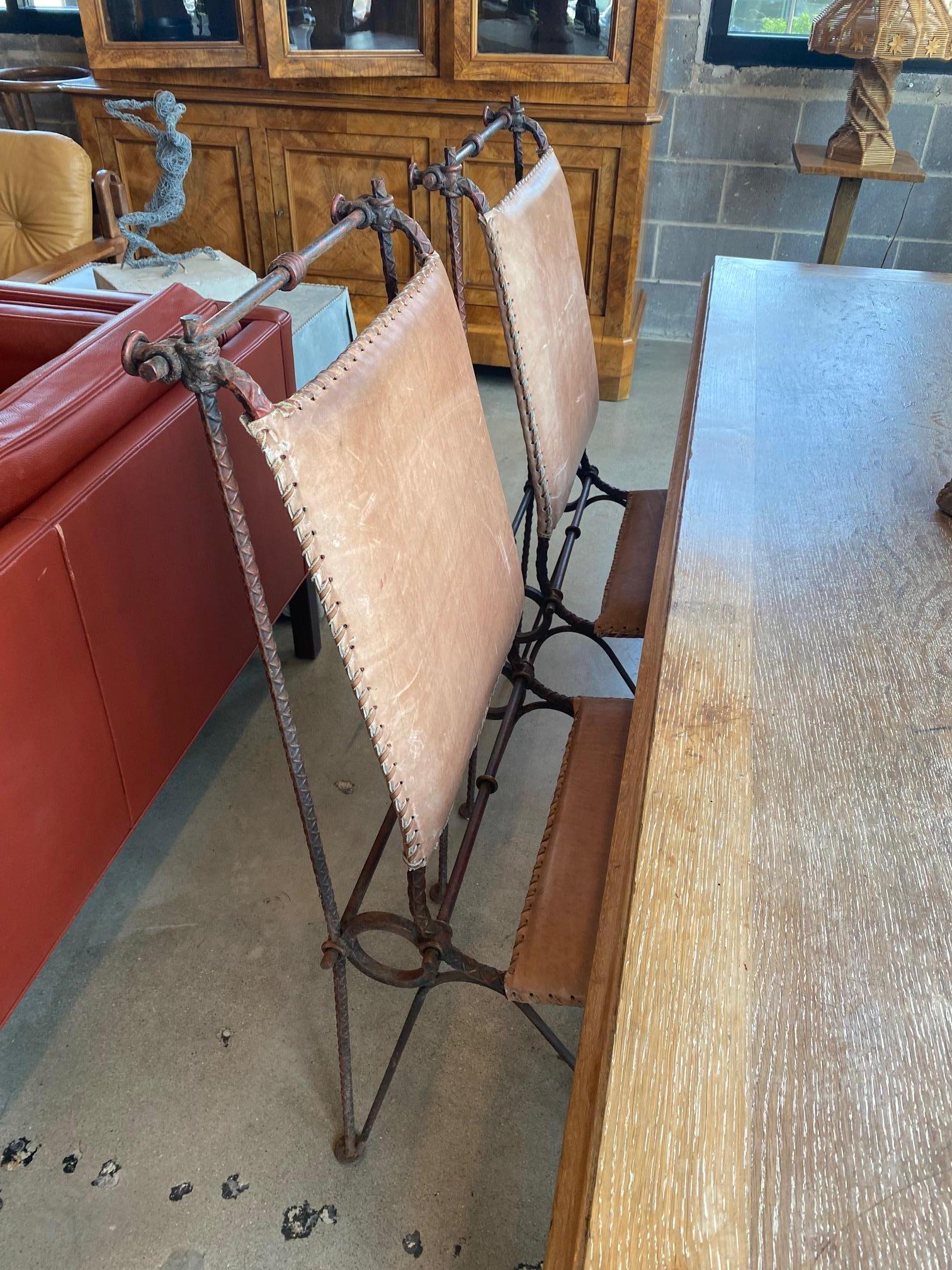 Ilana Goor Iron and Leather Chairs, Set of Four, Israel, 1980's For Sale 7