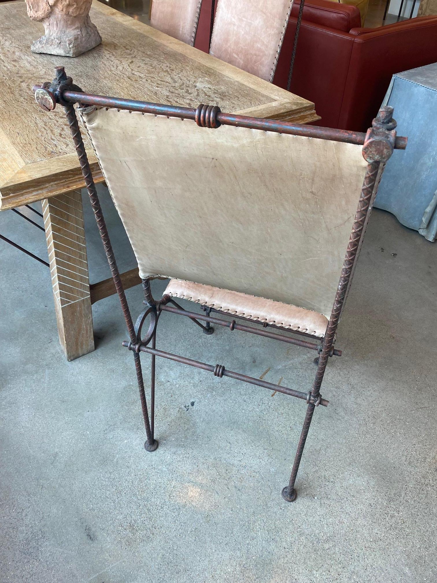 Ilana Goor Iron and Leather Chairs, Set of Four, Israel, 1980's For Sale 10