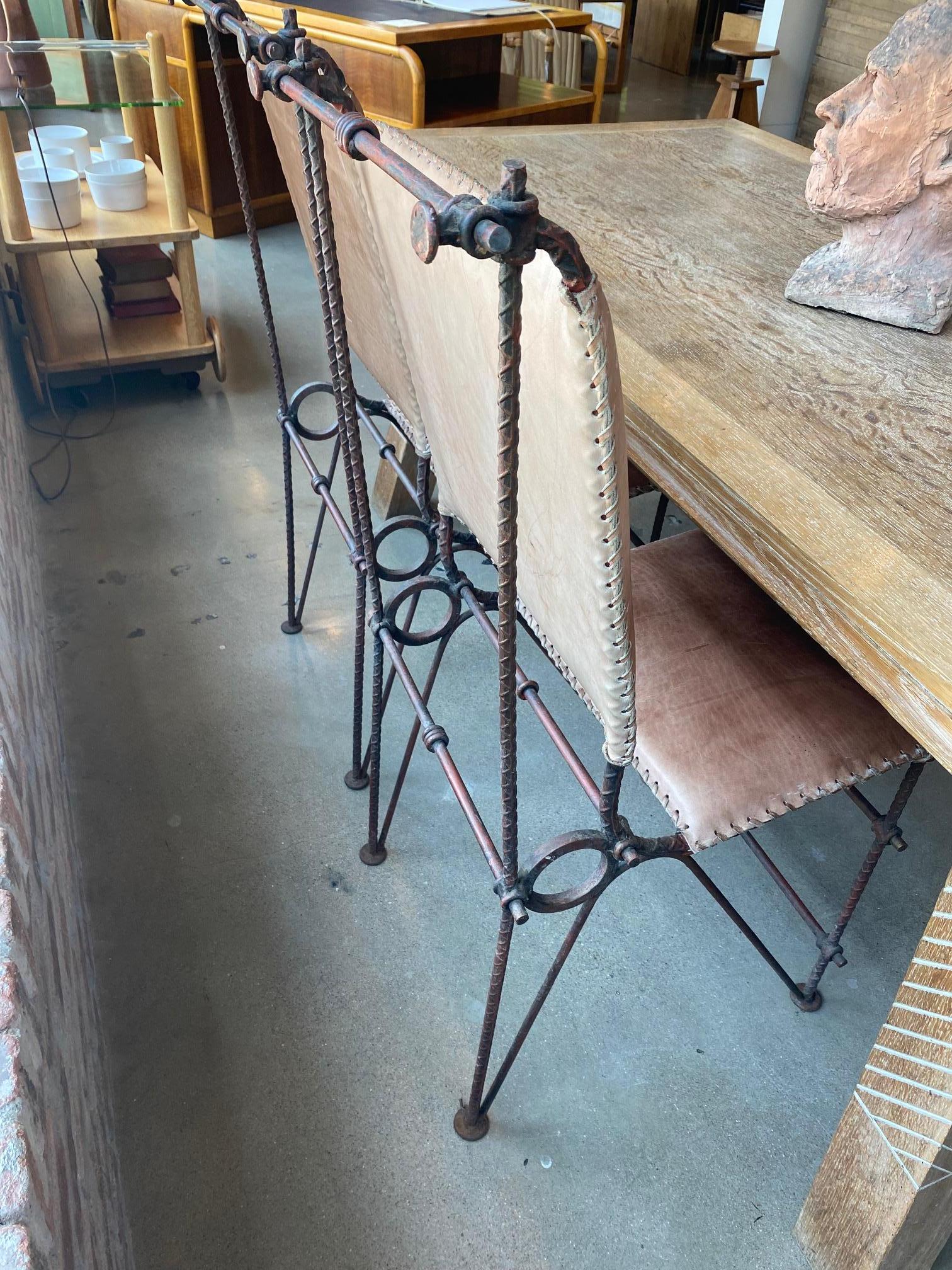 Ilana Goor Iron and Leather Chairs, Set of Four, Israel, 1980's For Sale 11