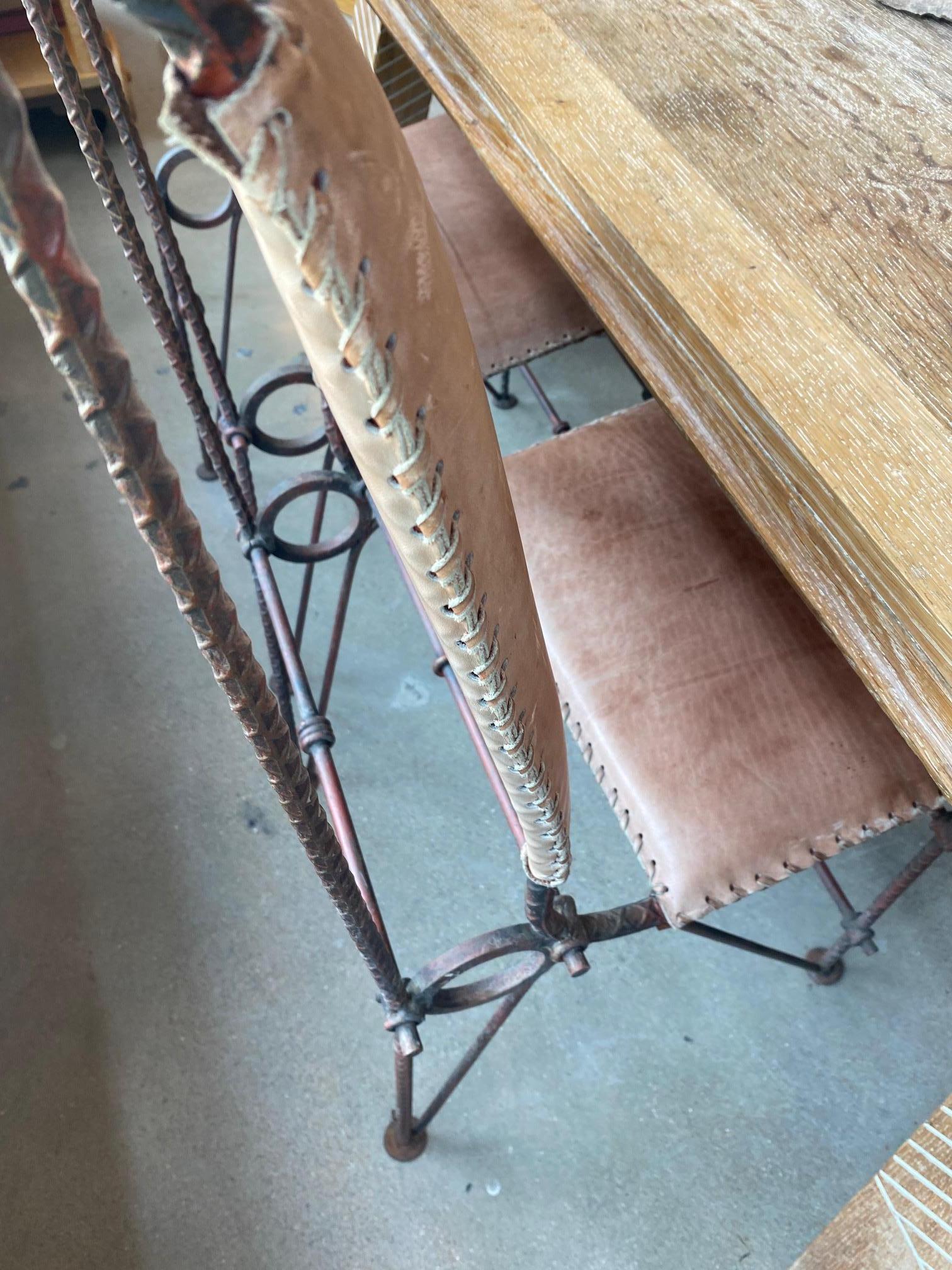 Ilana Goor Iron and Leather Chairs, Set of Four, Israel, 1980's For Sale 12