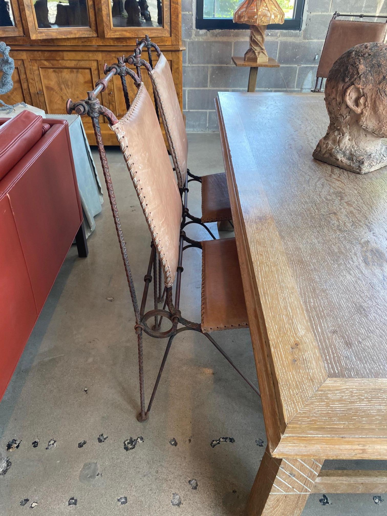 Mid-Century Modern Ilana Goor Iron and Leather Chairs, Set of Four, Israel, 1980's For Sale