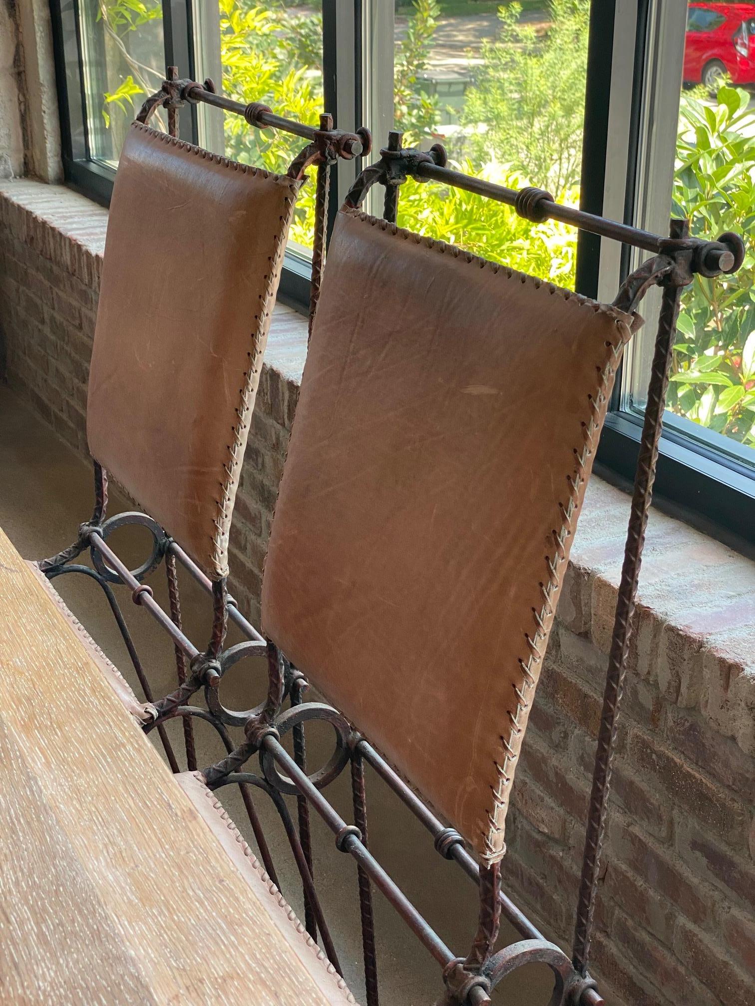 Late 20th Century Ilana Goor Iron and Leather Chairs, Set of Four, Israel, 1980's For Sale