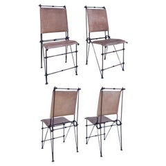 Ilana Goor Iron and Leather Chairs, Set of Four, Israel, 1980's