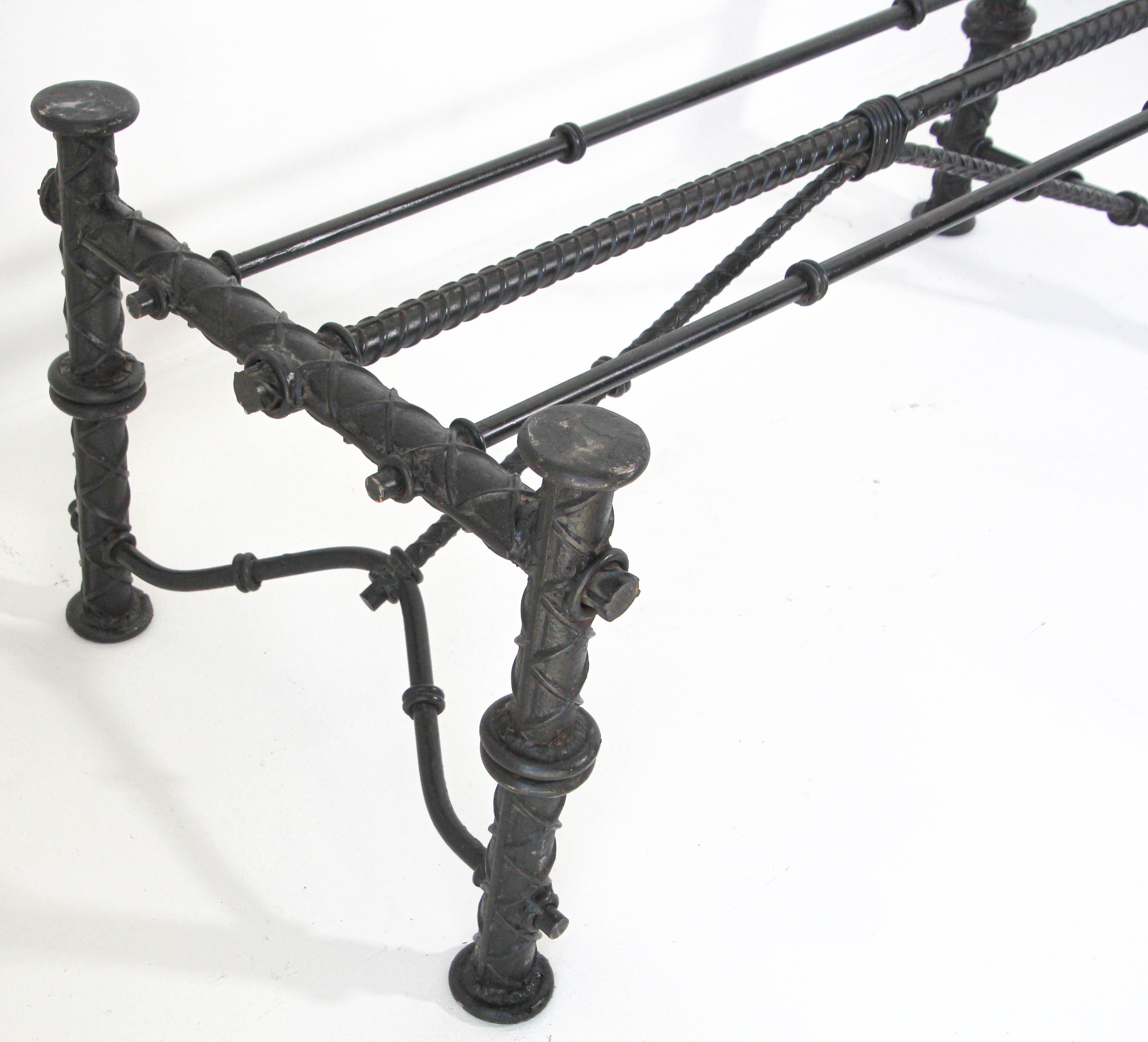 Hand-Crafted Ilana Goor Style Iron Brutalist Table Base For Sale