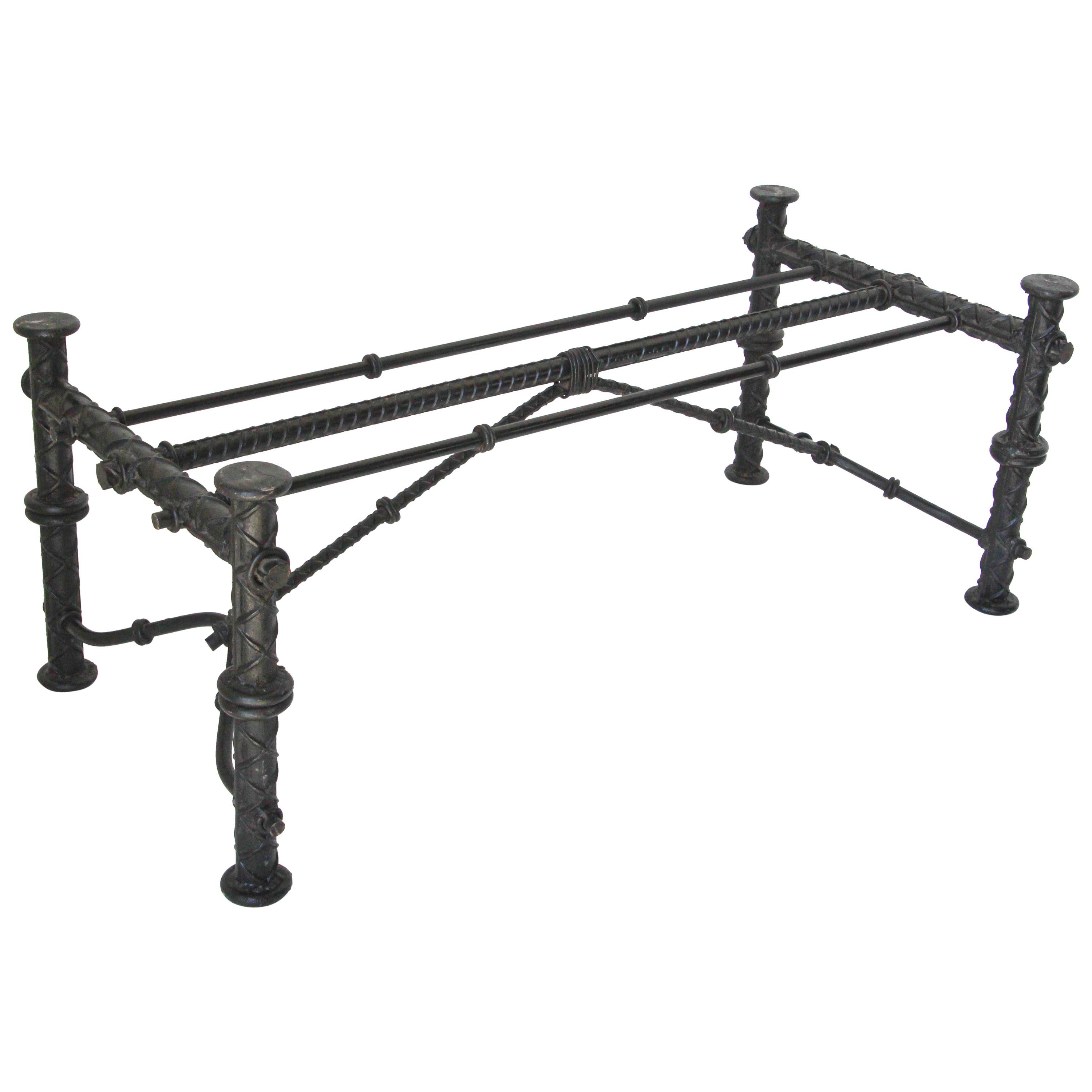 Ilana Goor Style Iron Brutalist Table Base For Sale