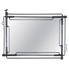 Ilana Goor Monumental Brutalist Mirror with Bronze Bird, Signed