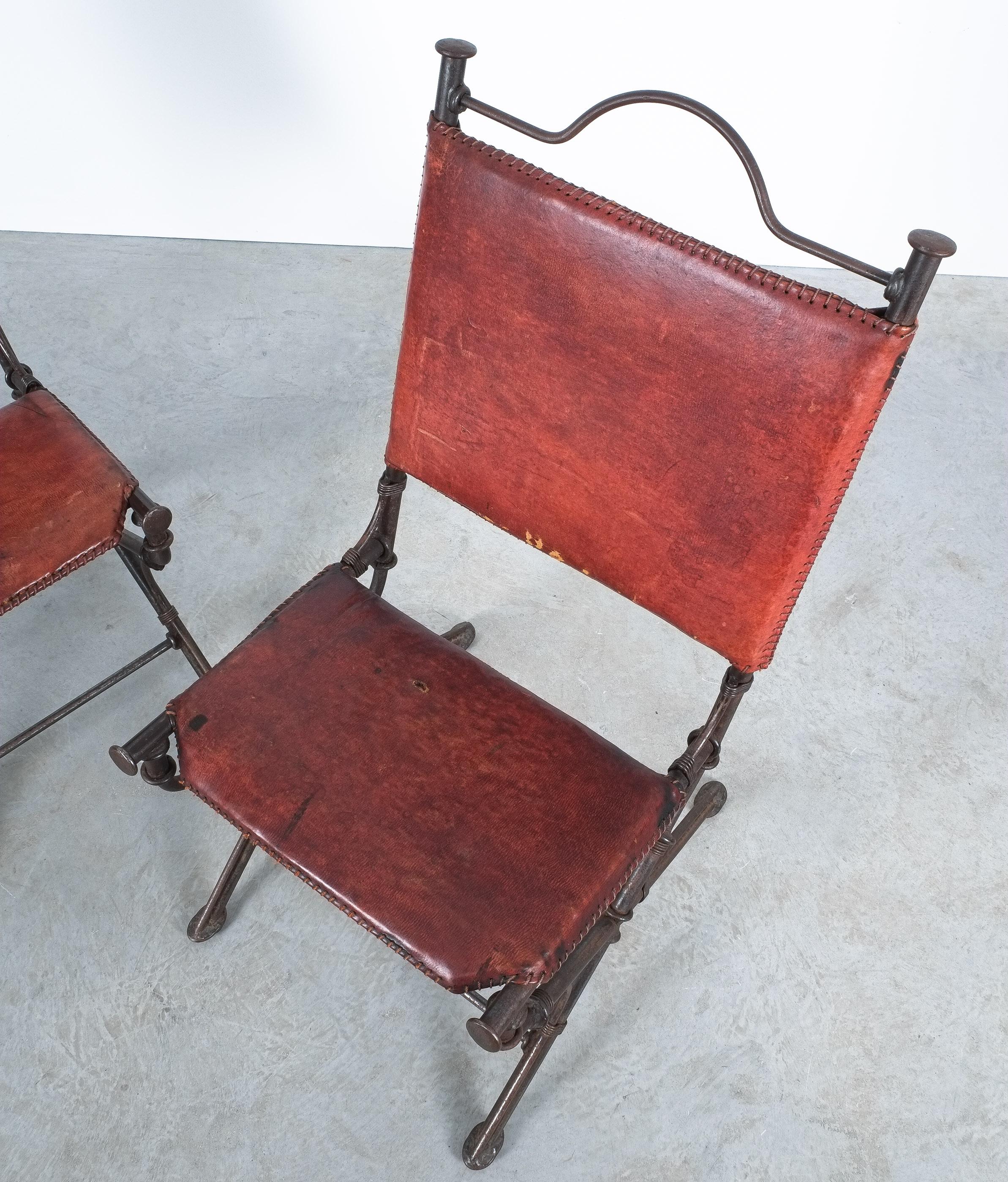 Chaises de jardin en cuir en fer forgé de style Ilana Goor en vente 1