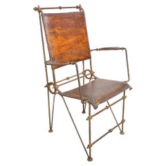 Ilana Goor Wrought Iron and Leather Armchair 