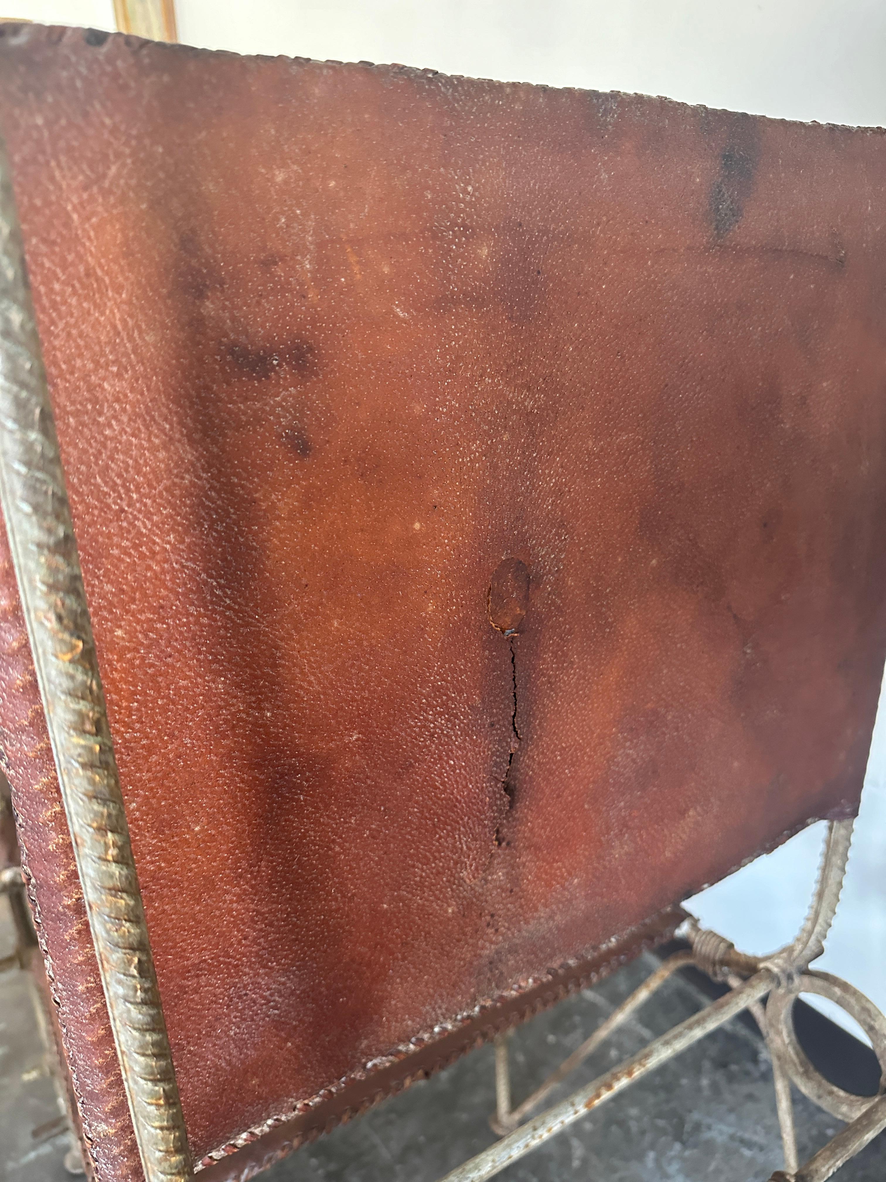 Ilana Goor Wrought Iron and Leather Chairs For Sale 4