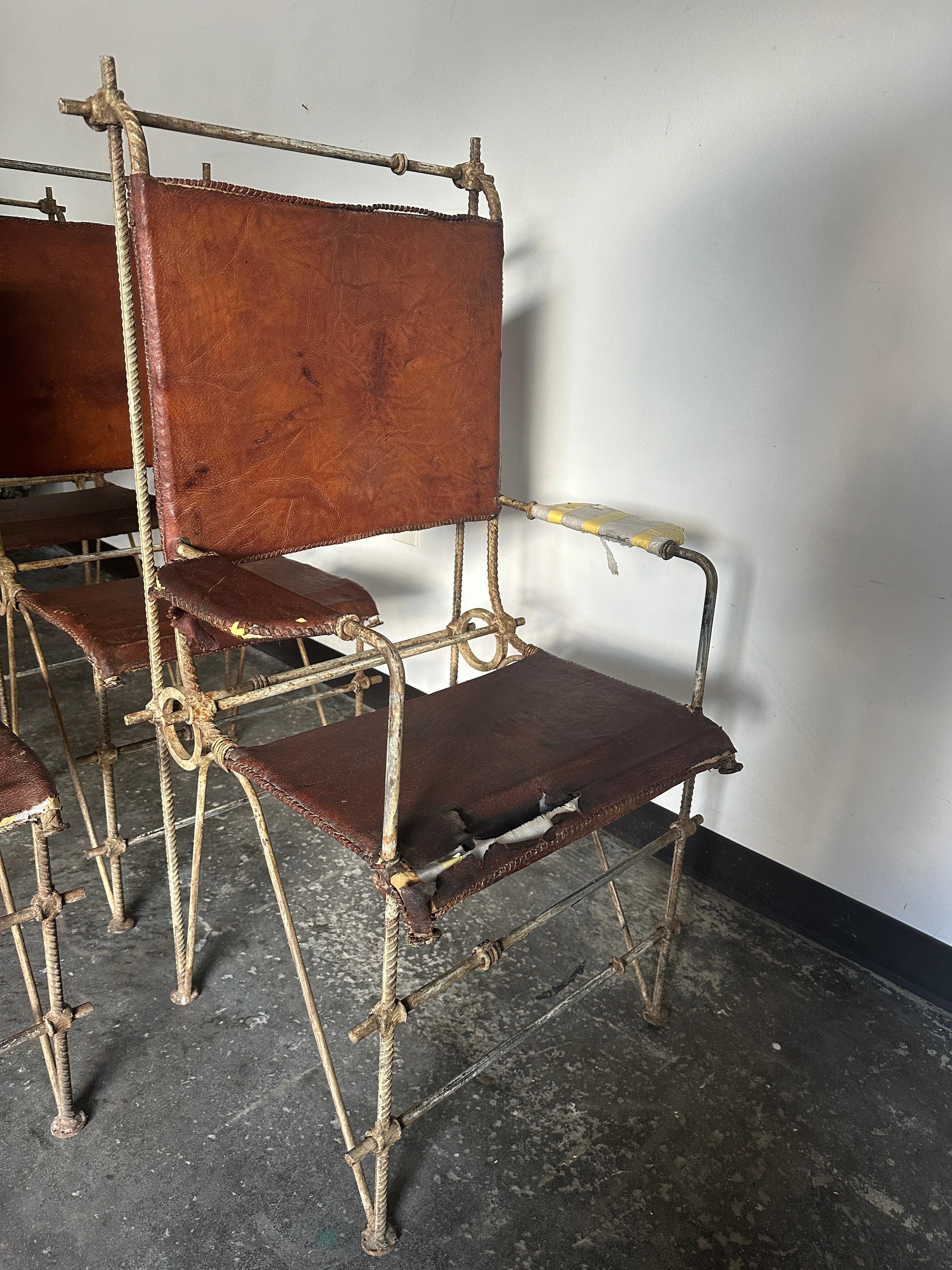 Ilana Goor Wrought Iron and Leather Chairs For Sale 6
