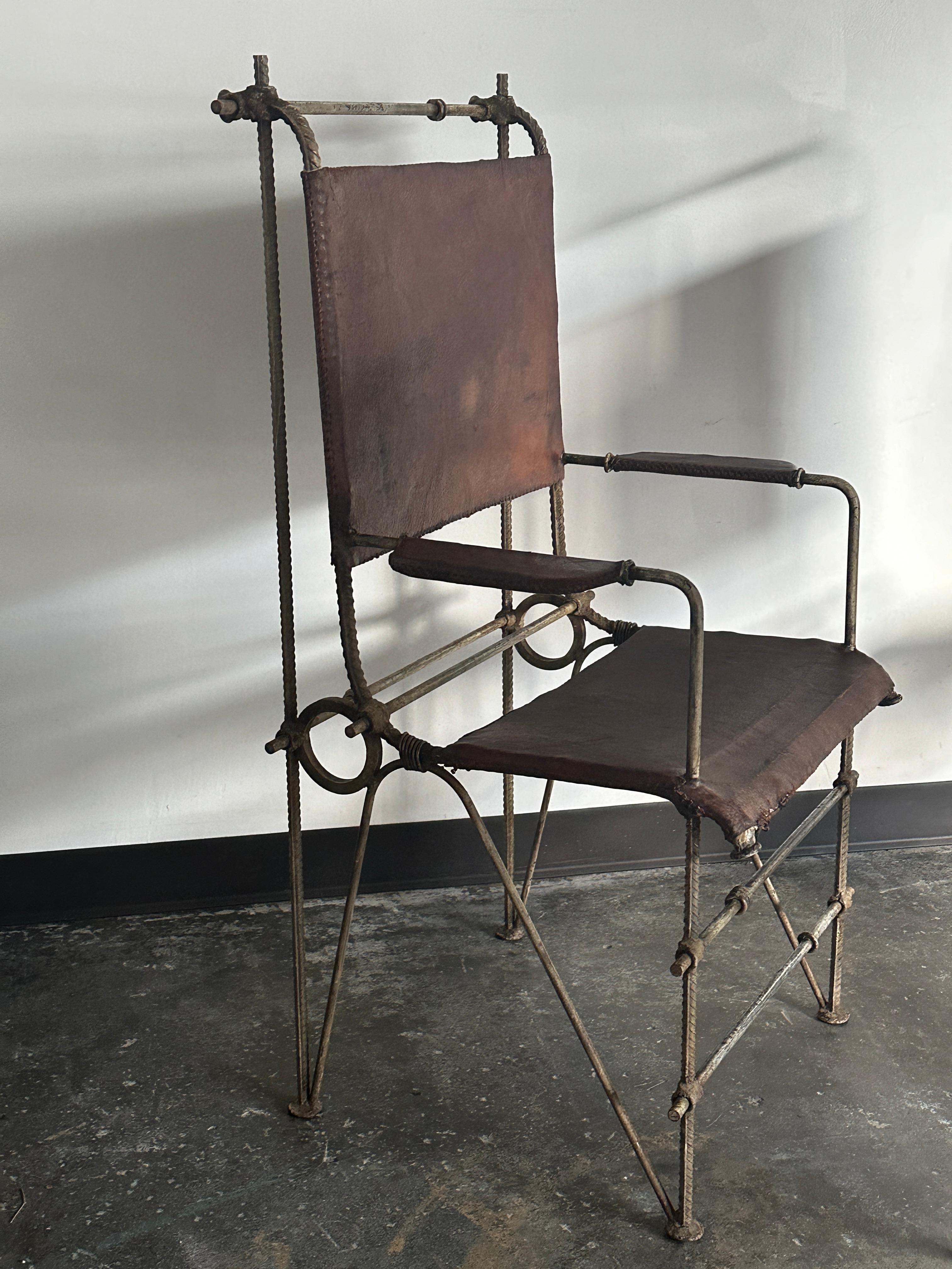 Ilana Goor Wrought Iron and Leather Chairs For Sale 8