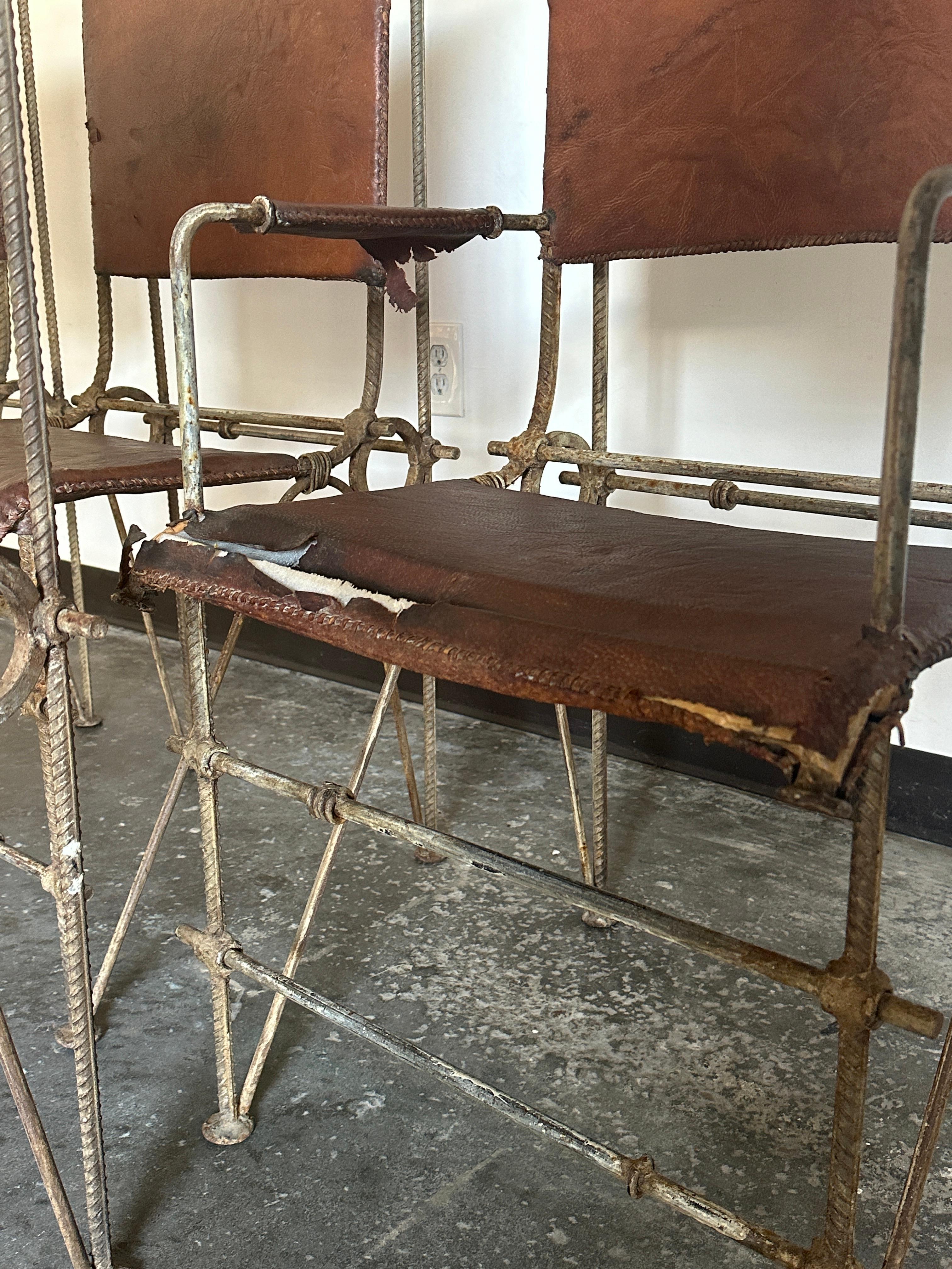 20th Century Ilana Goor Wrought Iron and Leather Chairs For Sale