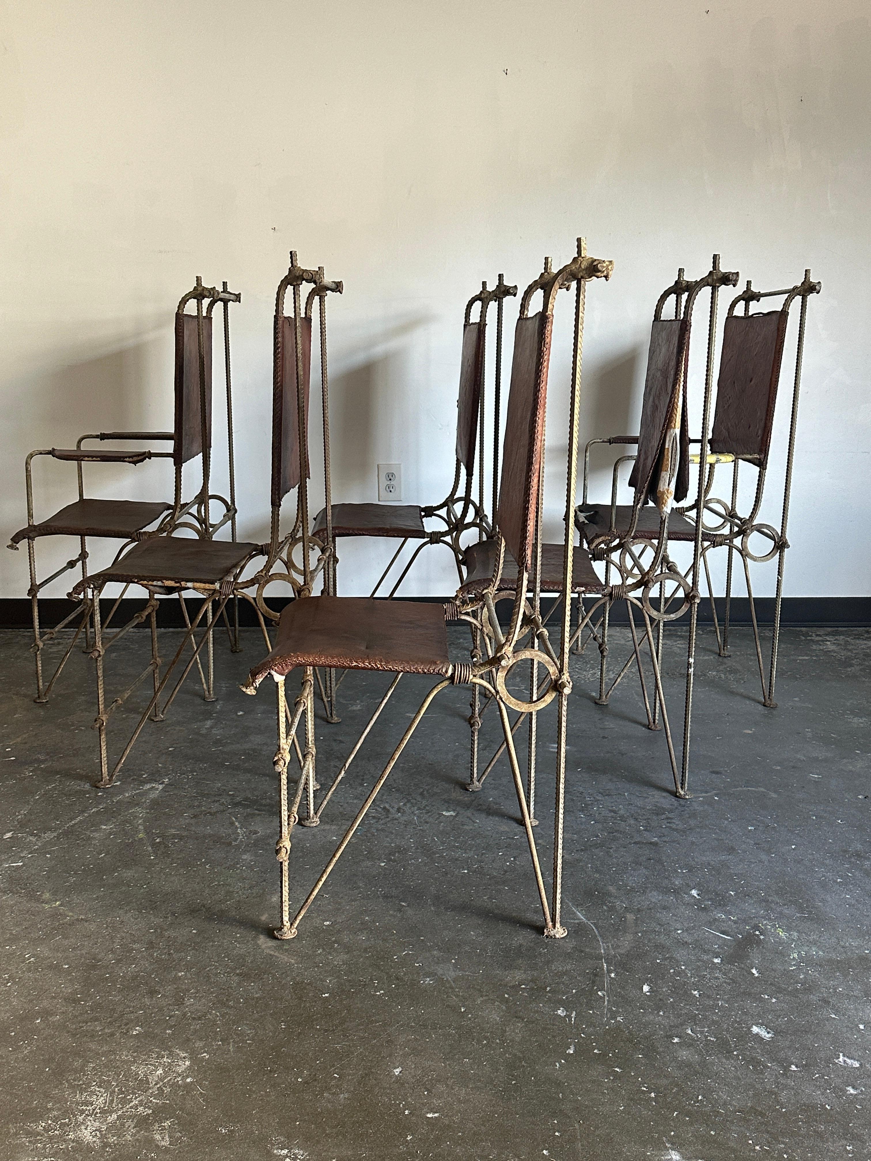 Ilana Goor Wrought Iron and Leather Chairs For Sale 3