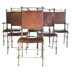 Ilana Goor Wrought Iron and Leather Chairs