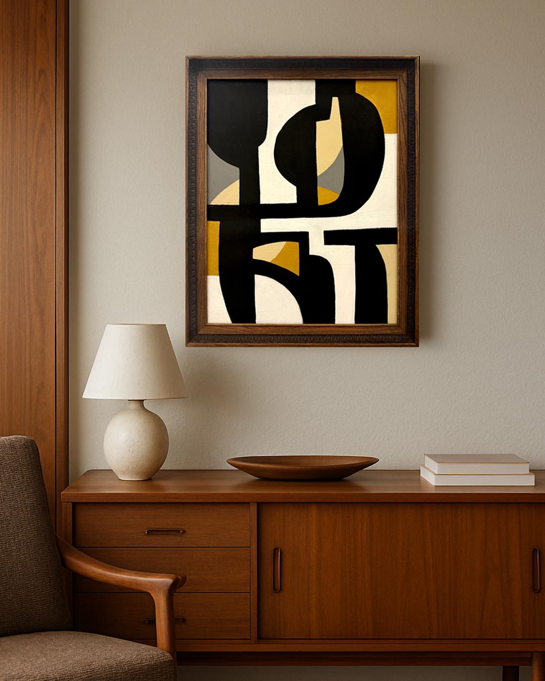 Structured Silence - Black Abstract Painting by Ilana Greenberg