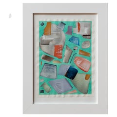 Framed Contemporary Mixed Media Collage on Paper Ilana Harris-Babou "Hot Seat I"