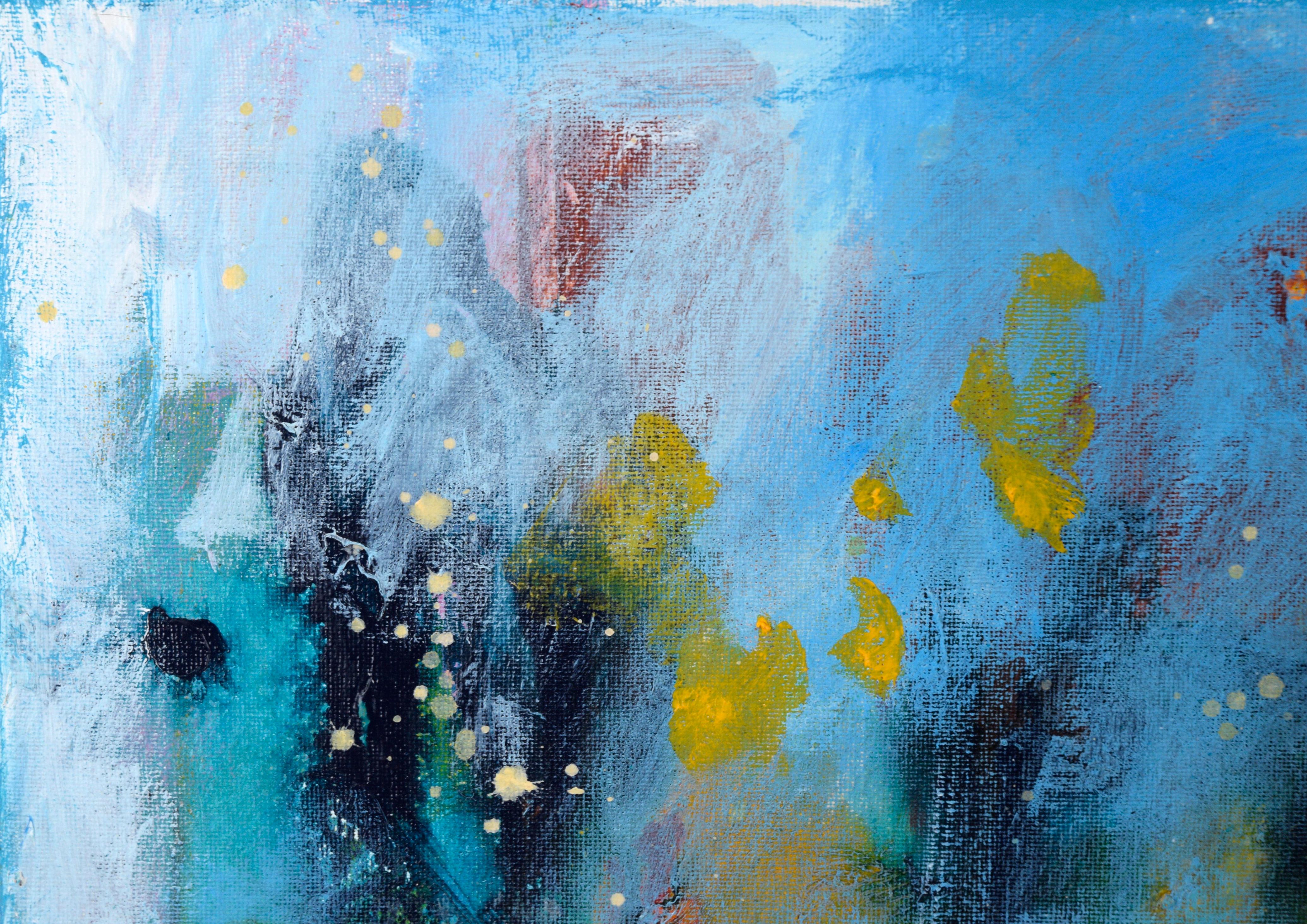 Natura morta astratta espressionista con fiori bianchi - Painting di Ilana Ingber