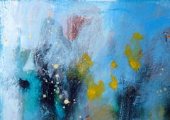 Abstraktes expressionistisches Stillleben mit weißen Blumen