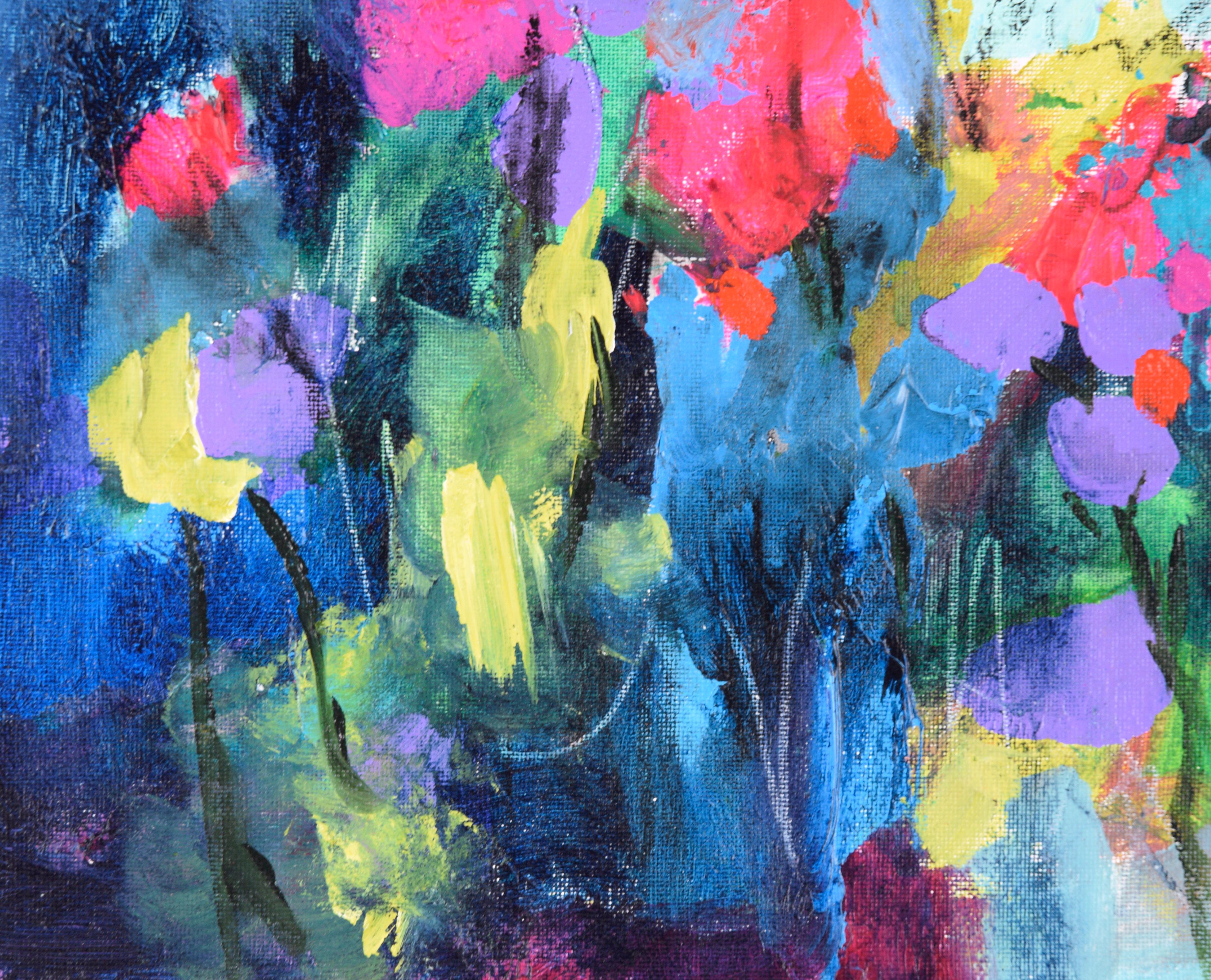 Abstracted Field of Flowers - Abstract Expressionist Painting by Ilana Ingber