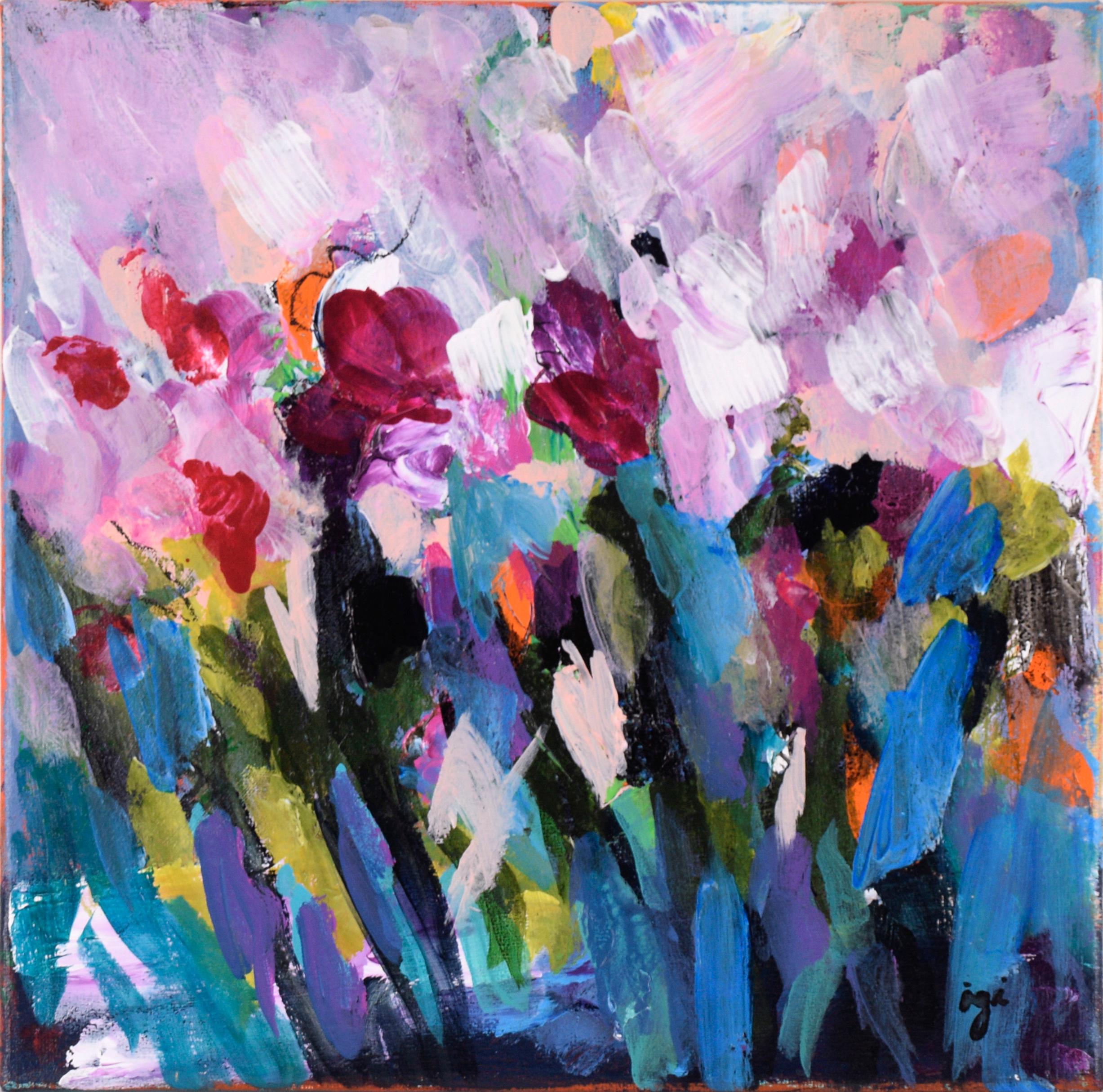 Ilana Ingber Abstract Painting - Abstracted Field of Tulips