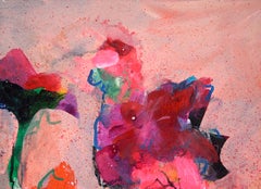 Natura morta floreale astratta in acrilico su tela