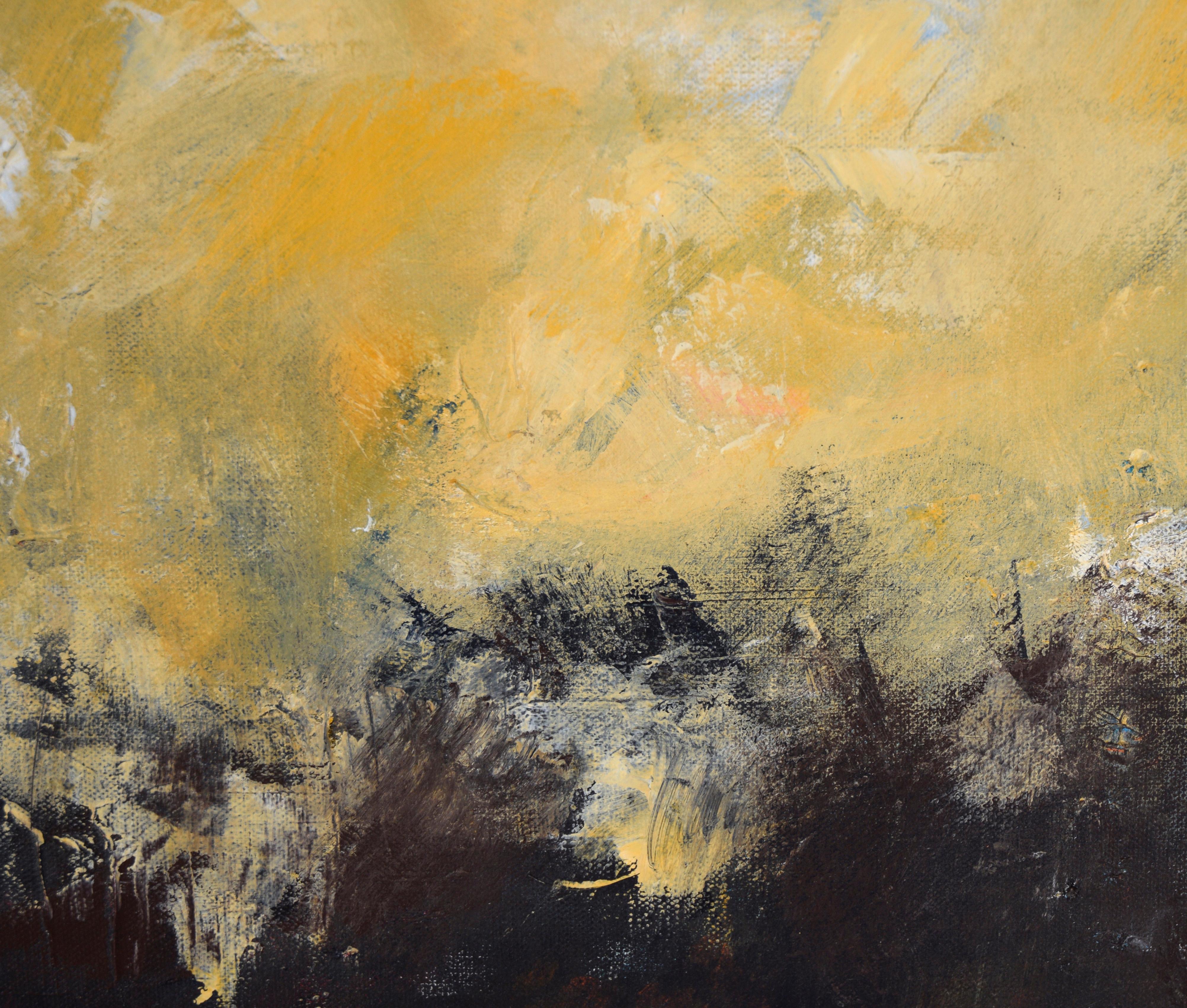 Paesaggio astratto in acrilico su tela dipinta - Abstract Painting Marrone di Ilana Ingber