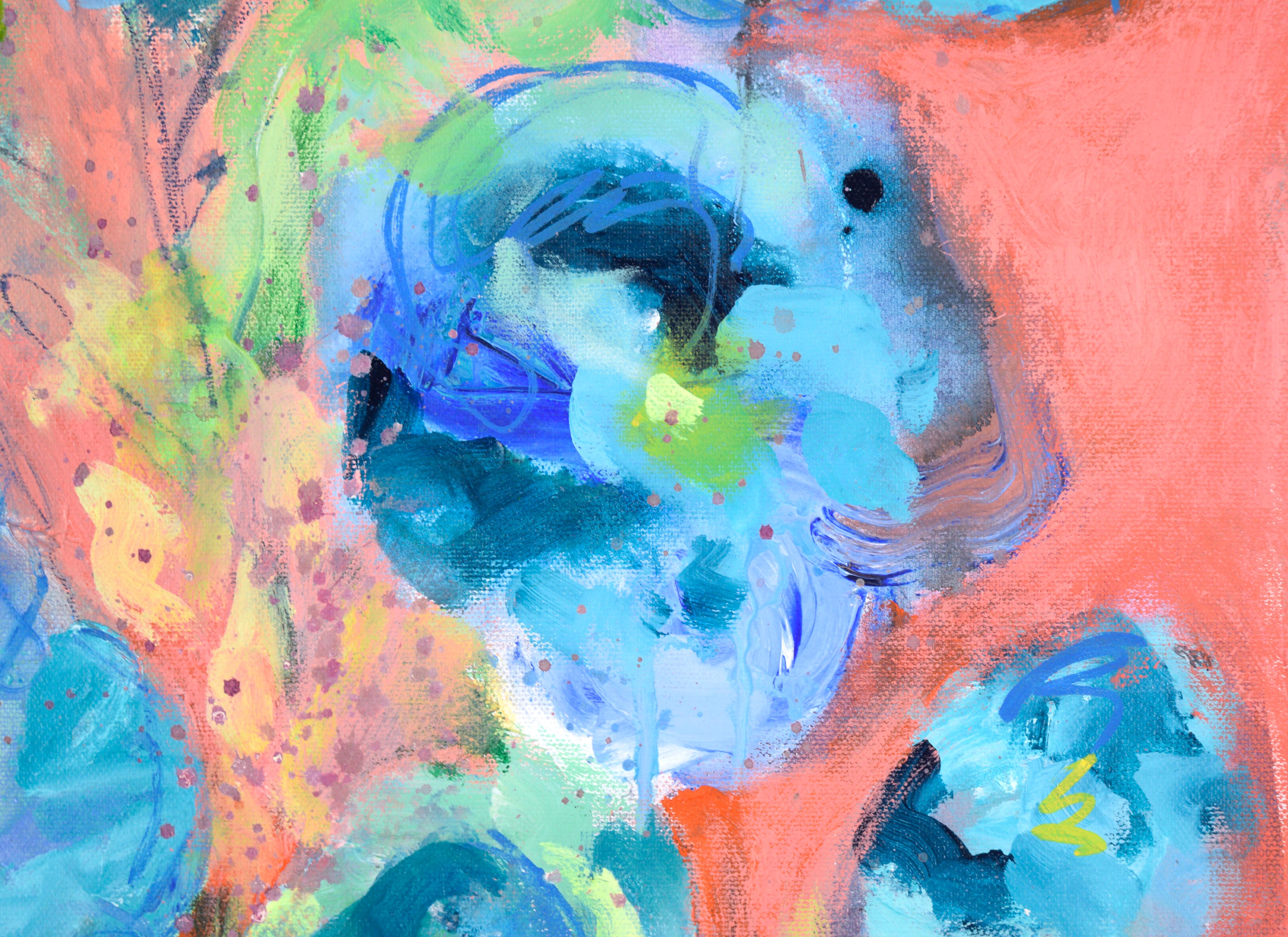 Natura morta floreale blu e rosa in acrilico su tela

Una vivace natura morta di Ilana Ingber (americana, nata nel 1984). Una composizione di fiori blu brillante si trova in un vaso alto, su uno sfondo rosa. Nonostante si tratti di una natura morta,