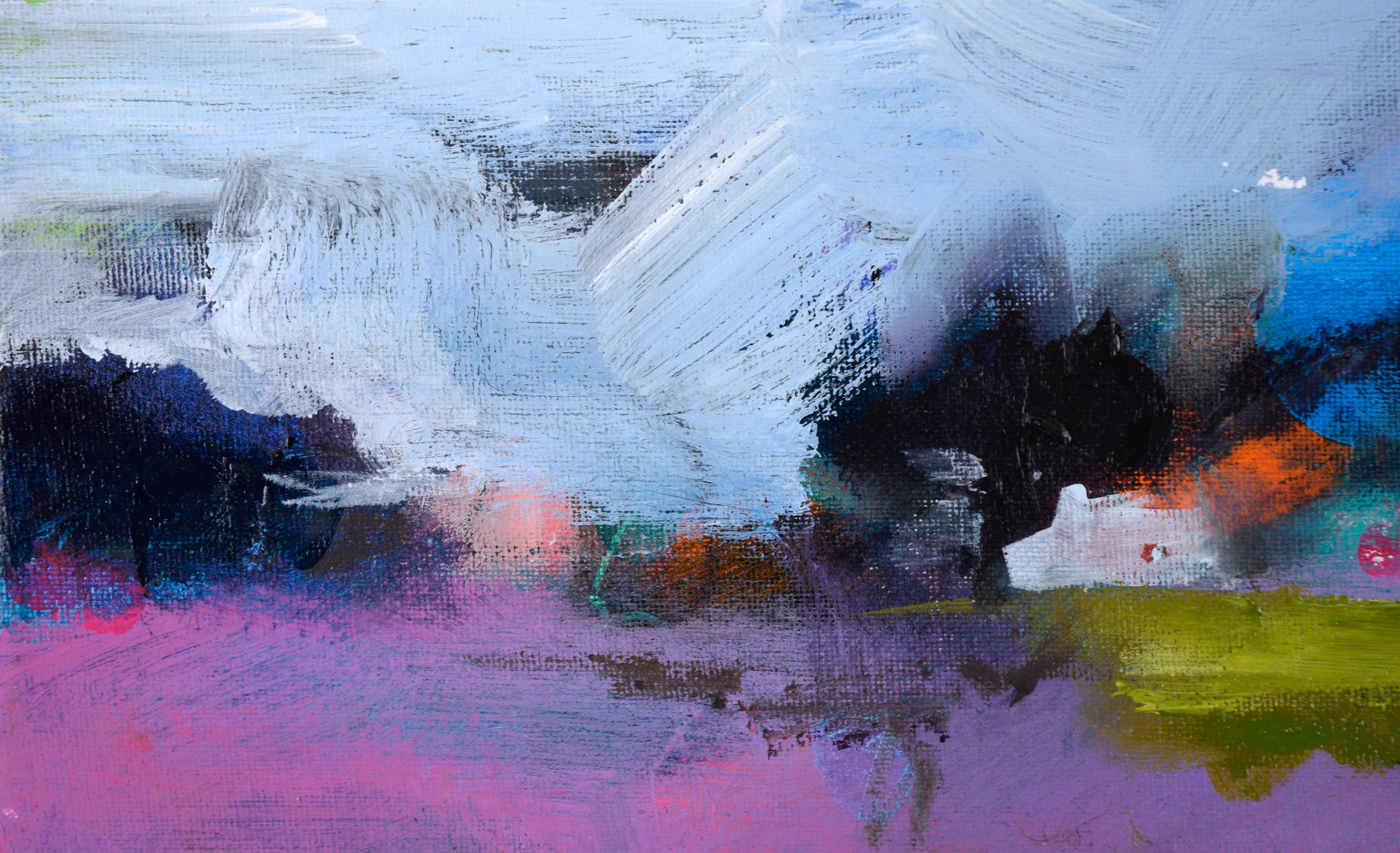 Lavender Field - Abstracted Landscape in Acrylic on Canvas - Painting by Ilana Ingber