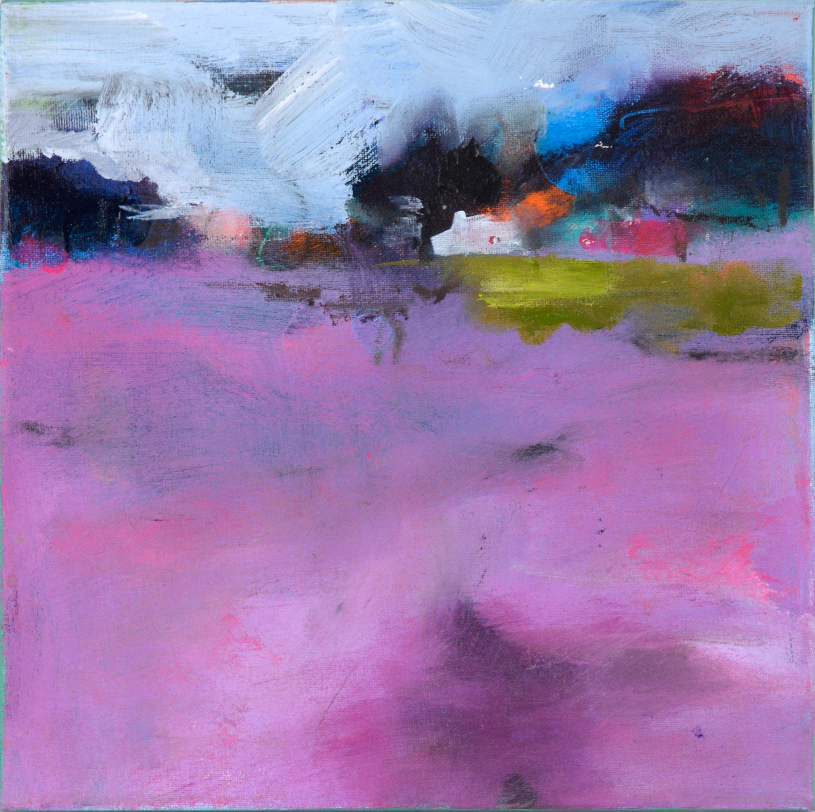 Lavendelfarbenes Feld – Abstrakte Landschaft in Acryl auf Leinwand
