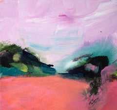 Pink Sky and Magenta Field - Abstracted Landscape in Acrylic on Canvas