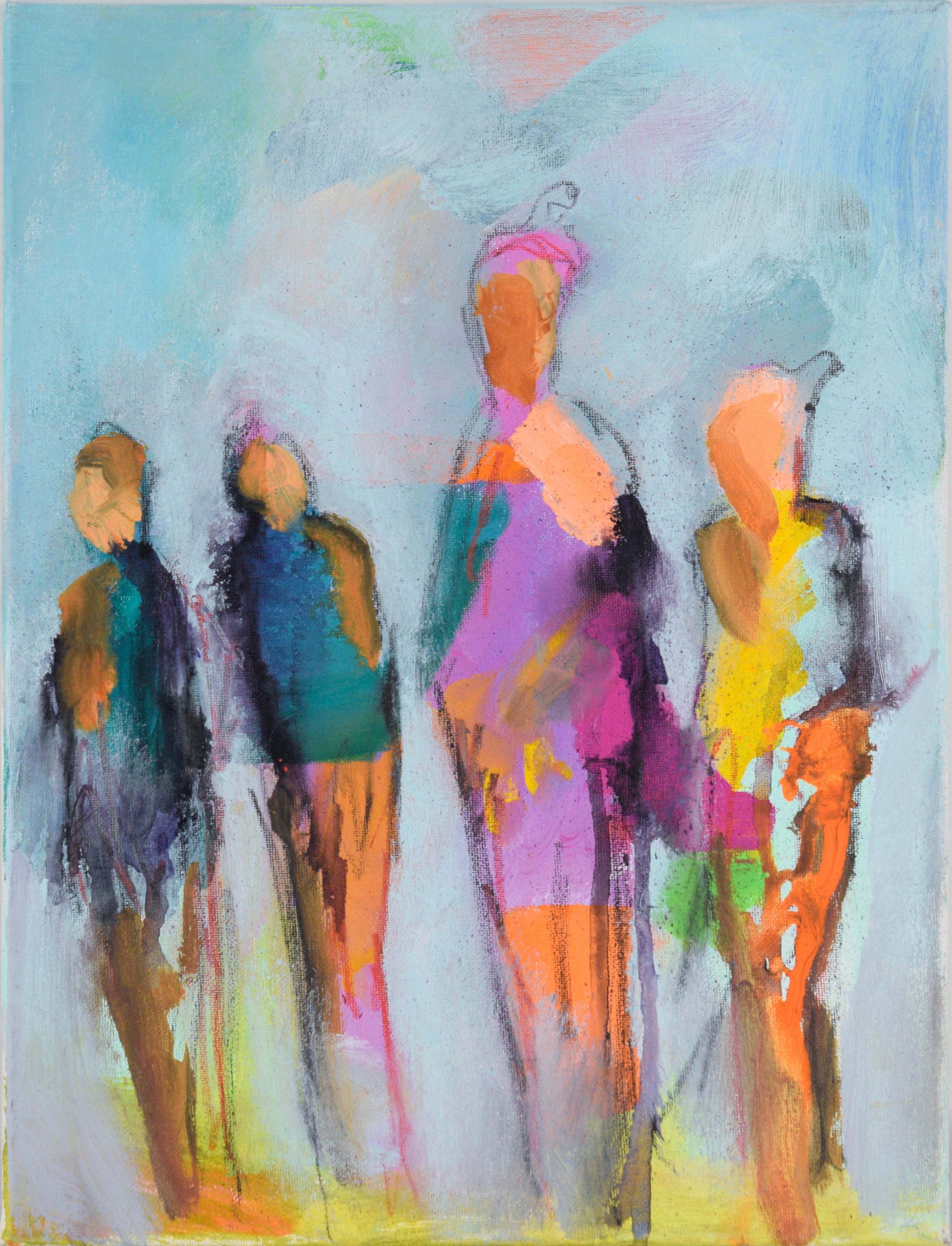 Ilana Ingber Abstract Painting - "The Outing" - Abstract Figurative