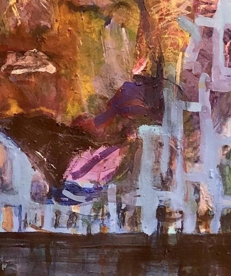 Pintura Retrato Abstracto Expresivo Azul sobre Papel Fabriano - Painting Contemporáneo de Ilana Seati