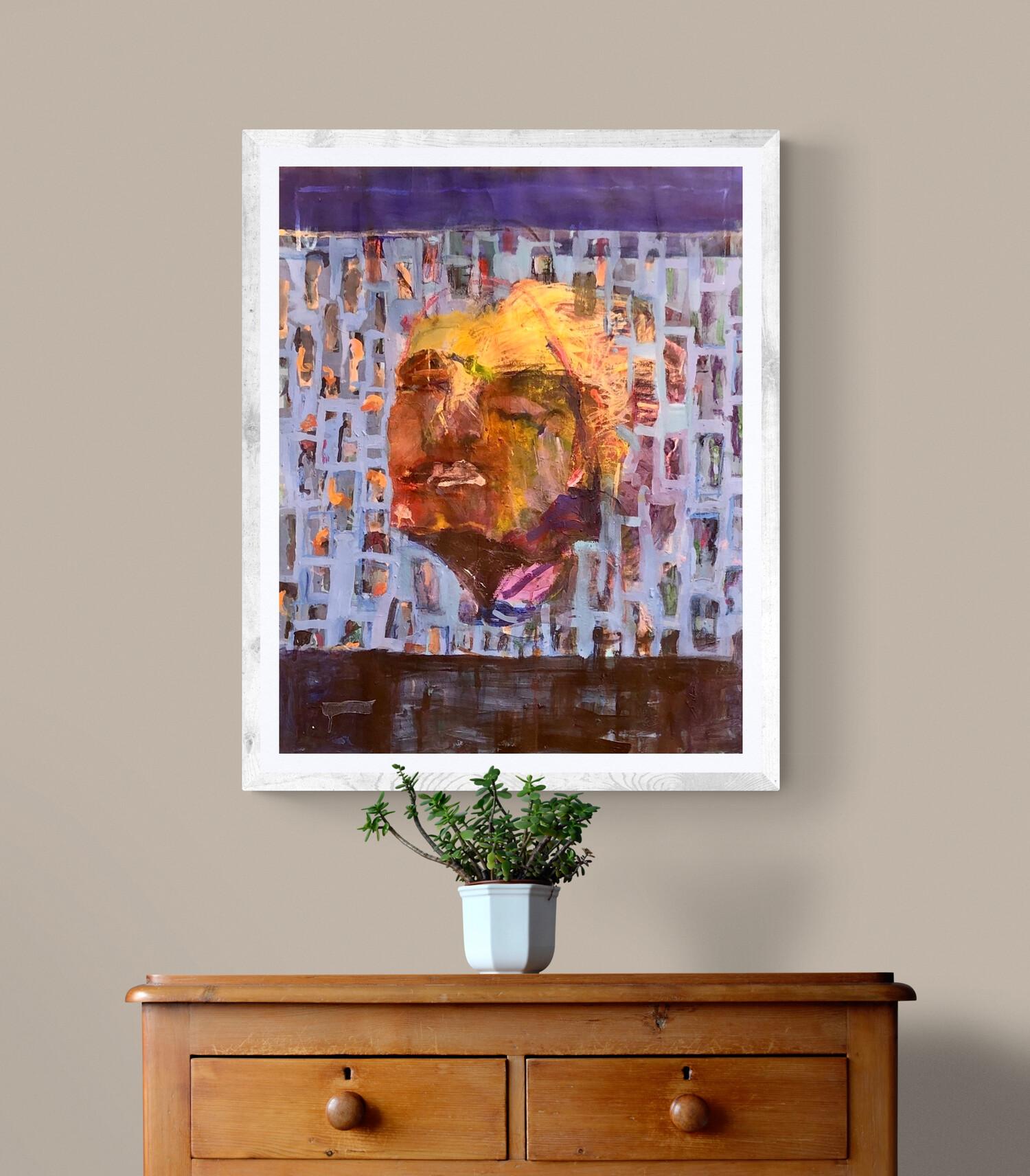 Esta obra de arte compleja, aunque abstracta, es una pieza típica de Seati, que explora temas de la condición humana, la verdad y la fantasía. Esta audaz composición sobre papel fabriano mide 100 x 70 cm (tamaño de la hoja de papel), sin contar el