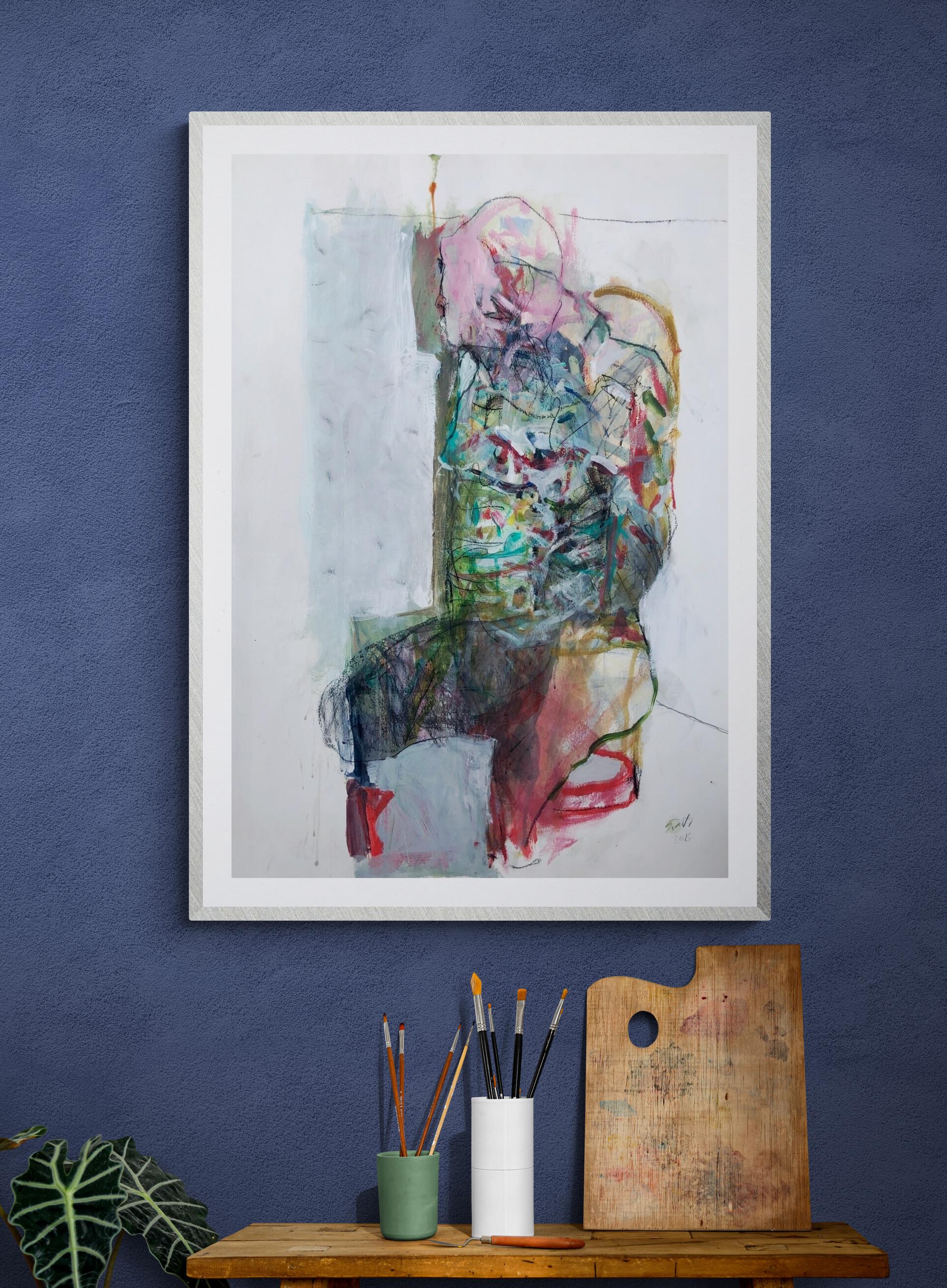 Peinture figurative abstraite expressive sur papier Fabriano « Inconnu » - Painting de Ilana Seati