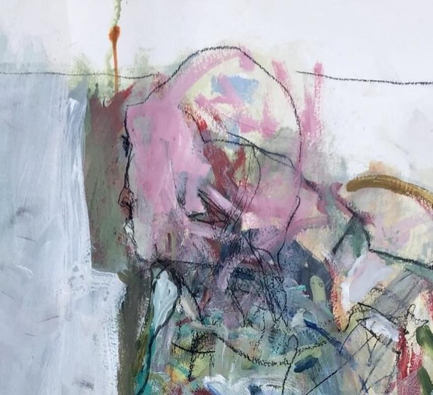 Expressive Abstracted Figurative Painting on Fabriano Paper 