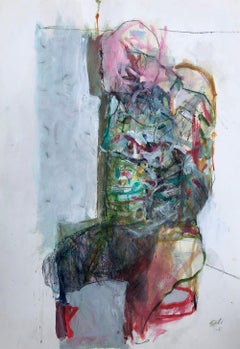 Expressive Abstracted Figurative Painting on Fabriano Paper "Nameless"