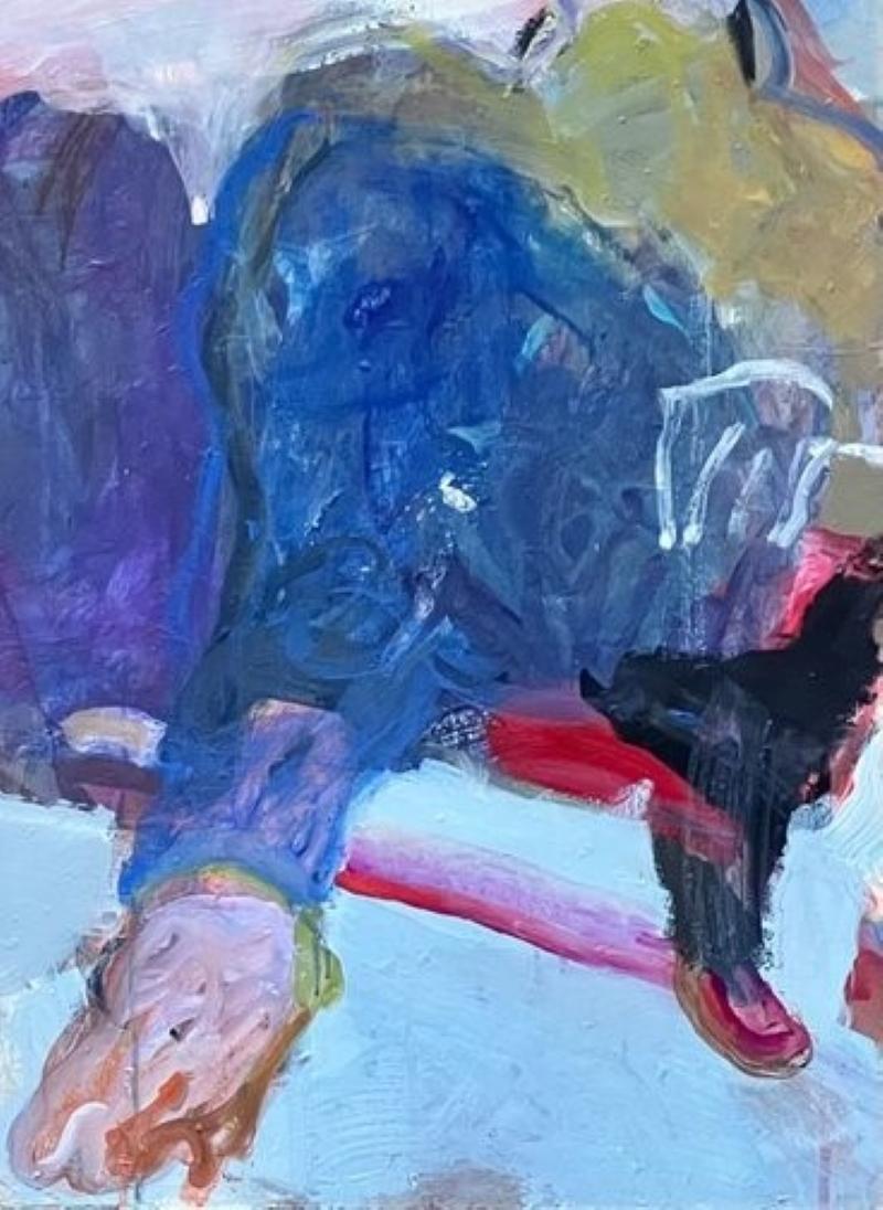 Hellblaues expressionistisches, abstraktes, figuratives Gemälde auf Leinwand (Zeitgenössisch), Painting, von Ilana Seati
