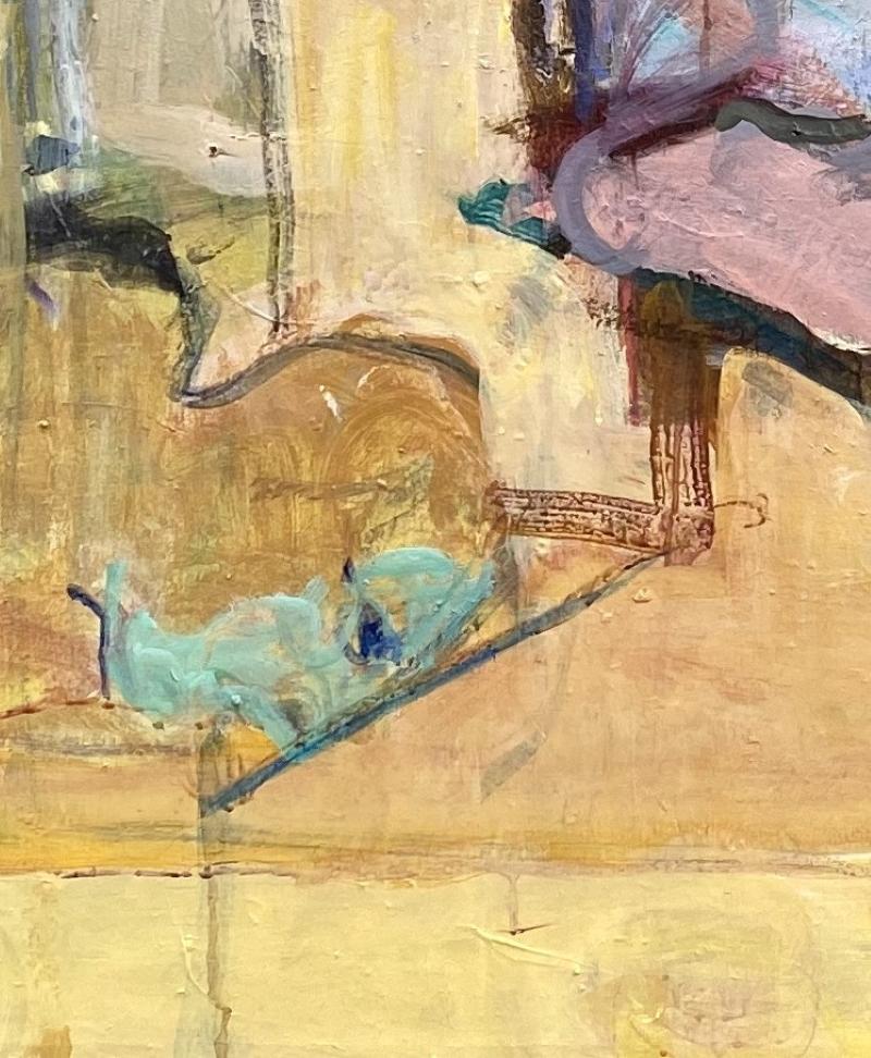Pastellgelbes expressionistisches, abstraktes, figuratives Gemälde auf Leinwand (Zeitgenössisch), Painting, von Ilana Seati