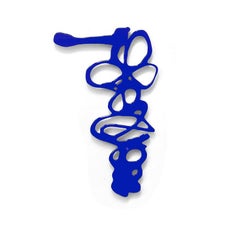 "Where did you say it feels good?" - triptych blue abstract sculpture