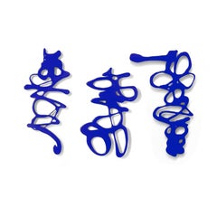 "Where did you say  it feels good?" -  triptych blue abstract sculpture 