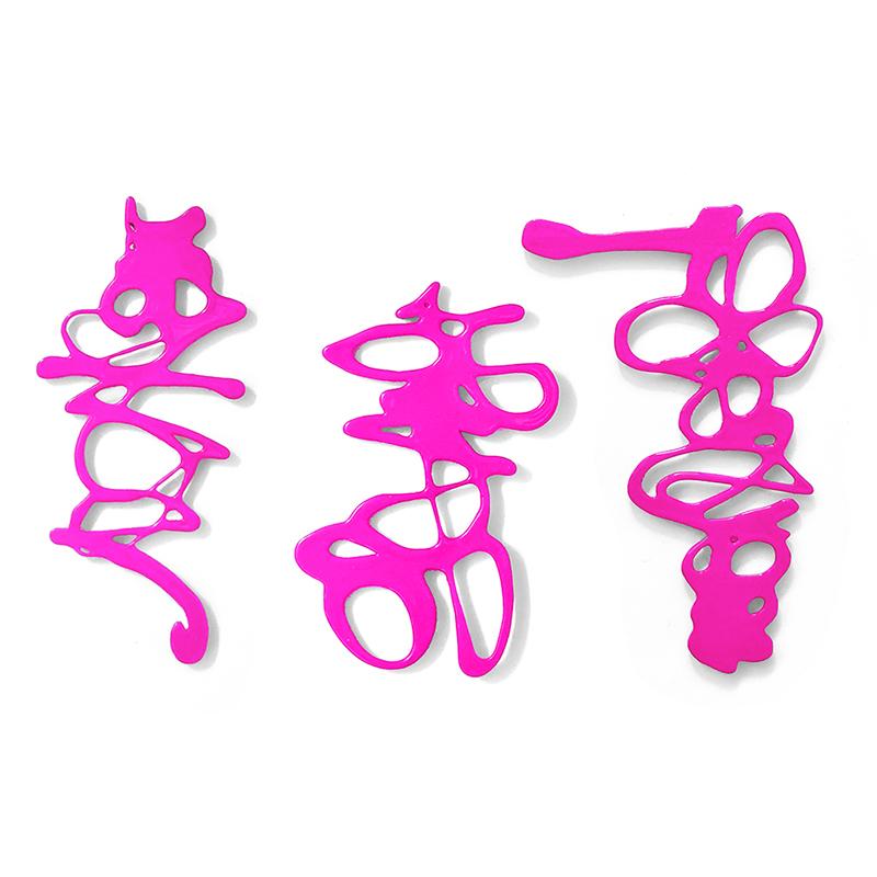 Ilanit Vigodsky Abstract Sculpture - "Where did you say  it feels good?" -  triptych pink abstract sculpture 