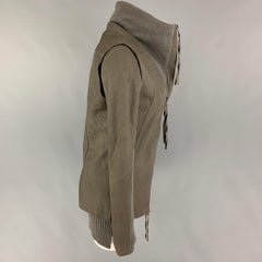 ILARIA NISTRI Size 4 Taupe Merino Wool Angora Mixed Fabrics Lamb Leather Coat